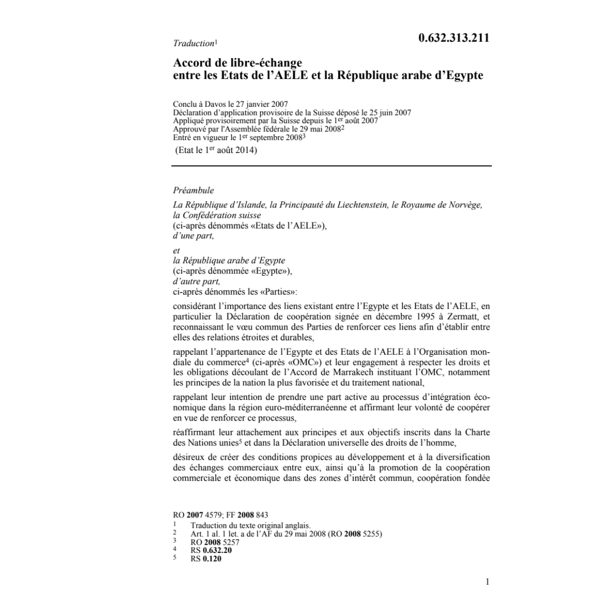 Aele Acc.libre-échange AELE-Egypte | Teil 0.6