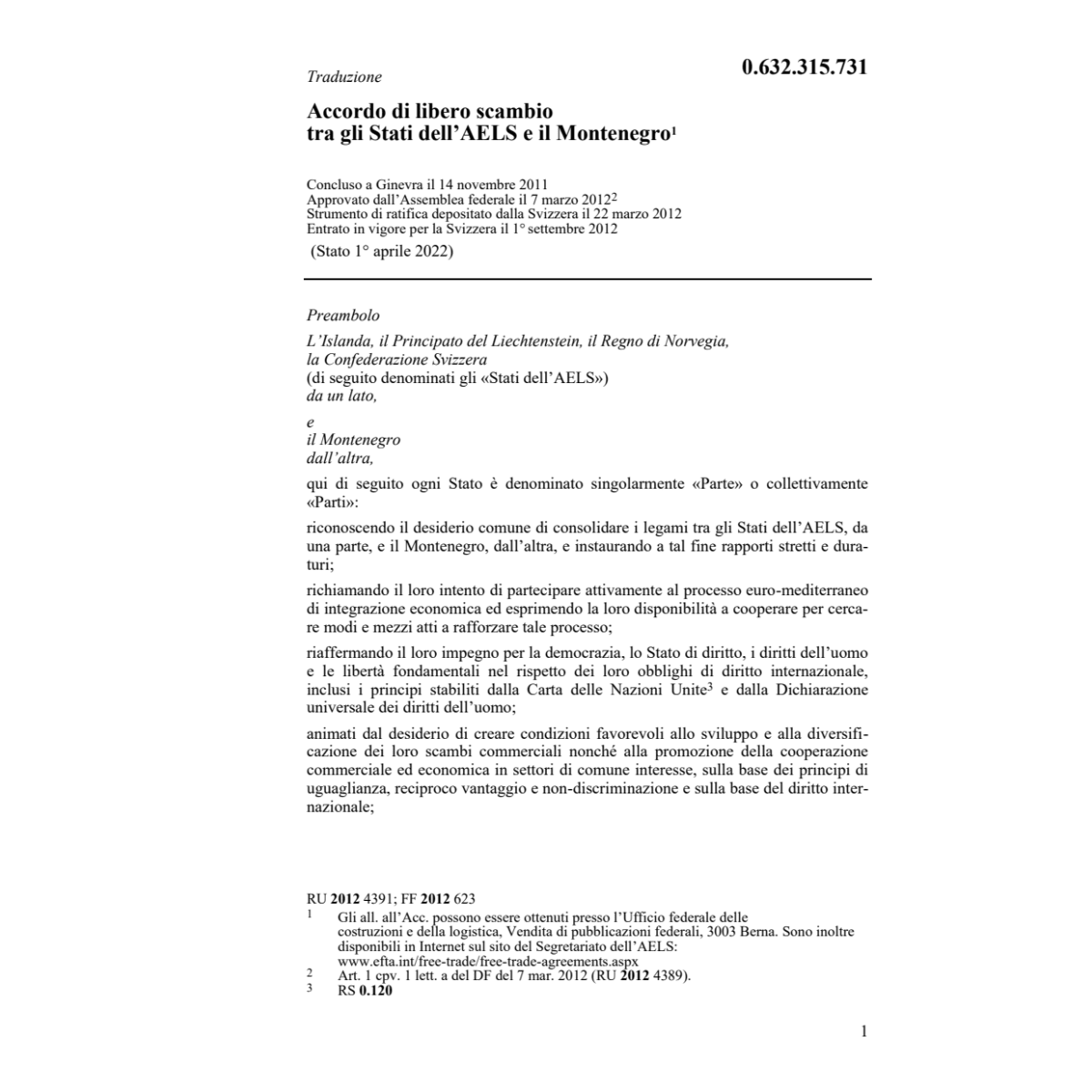 Acc.libero scambio AELS-Montenegro