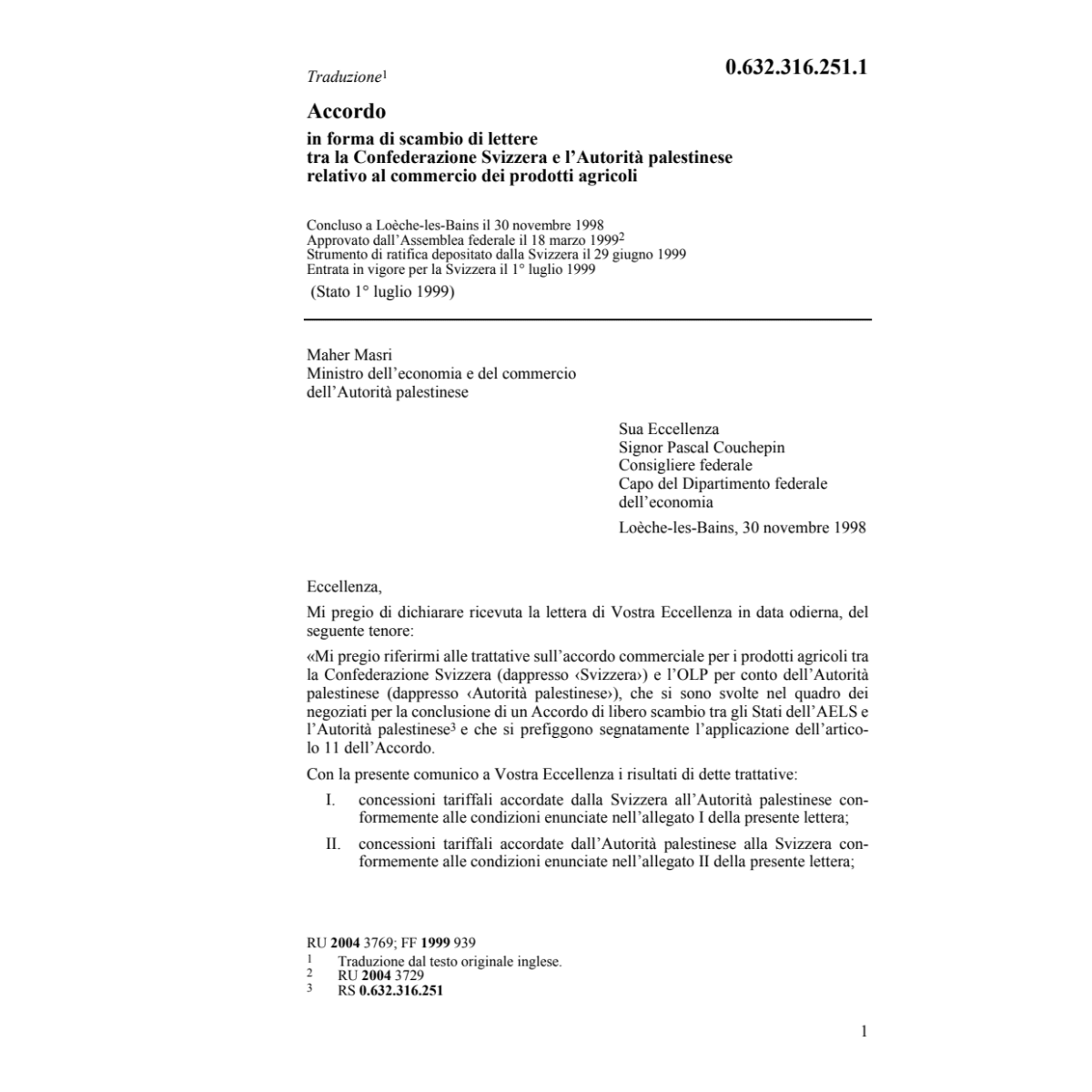 Acc CH-palestinese prodotti agricoli