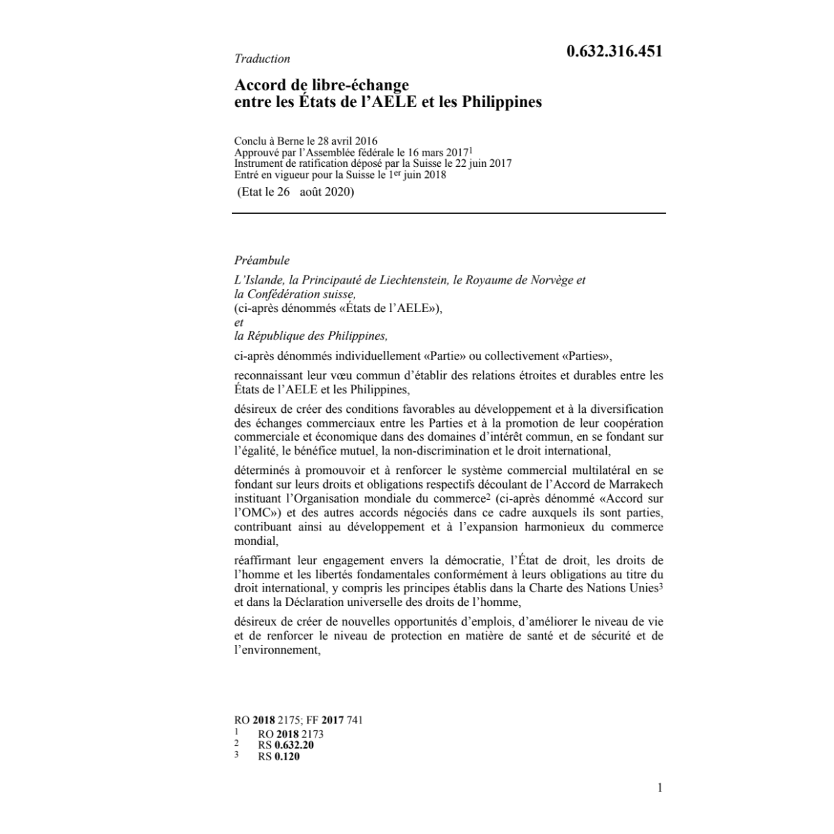 Acc. 28.4.16 États AELE Philippines