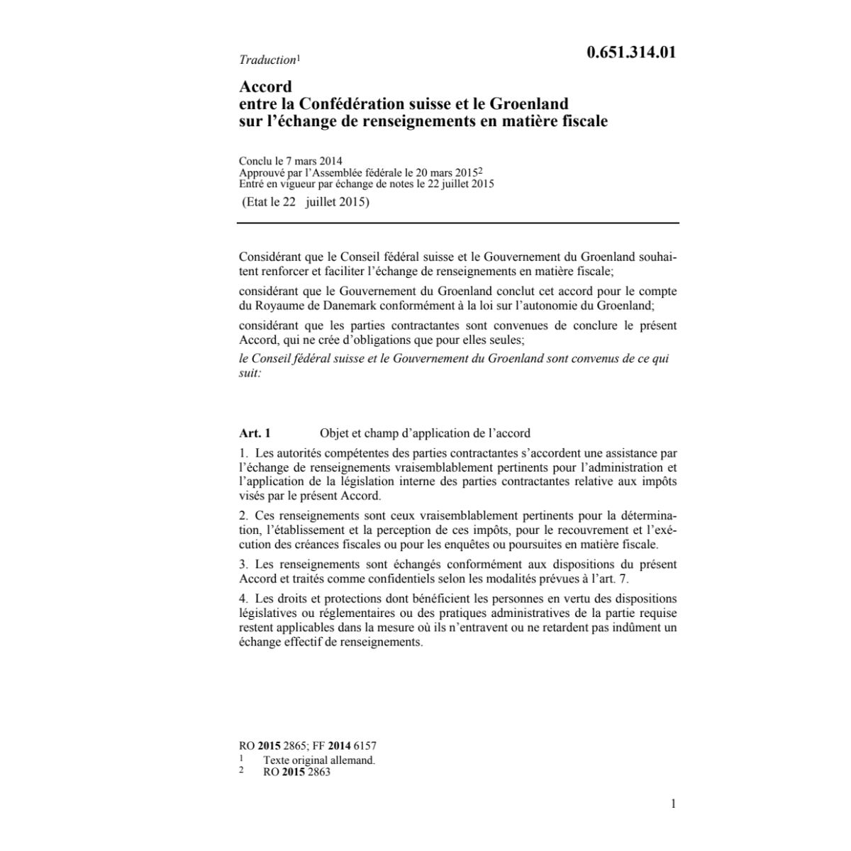 Acc. CH-Groenland matière fiscale