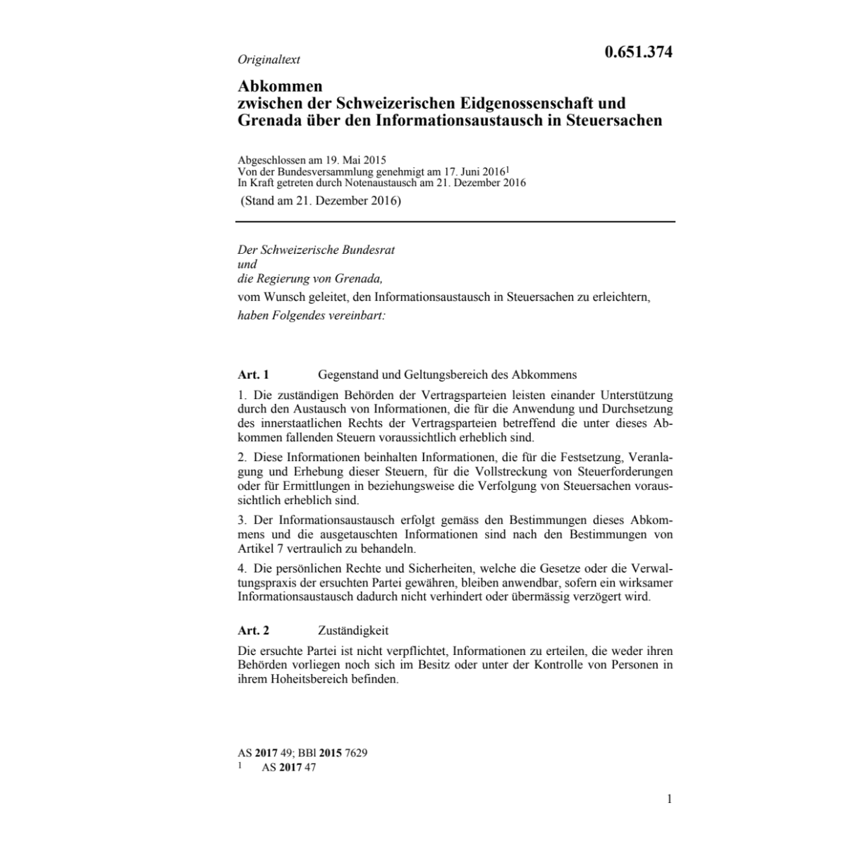 Abk. Grenada Informationsaust. Steuers.