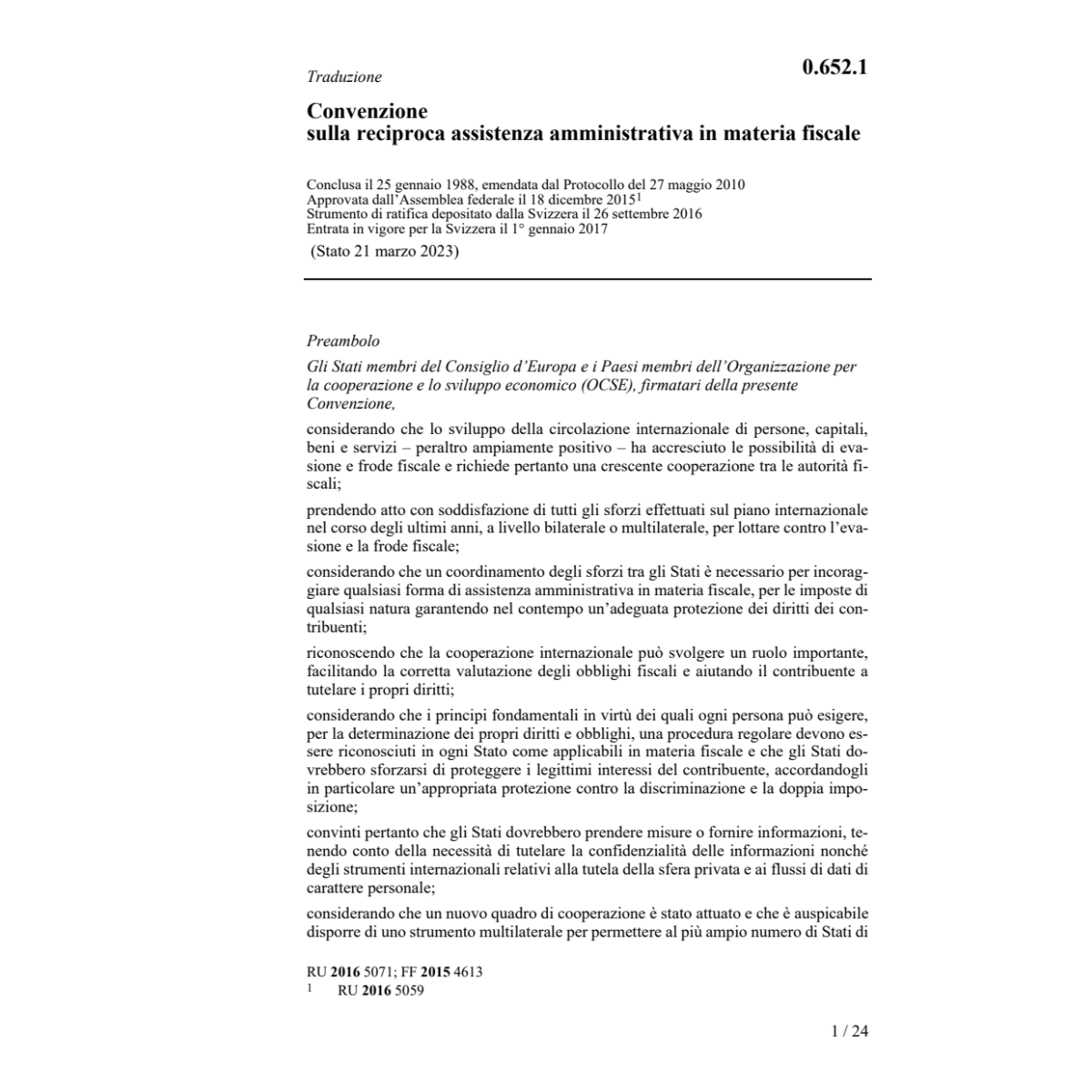 Conv. recipro. assist. ammin. mat. fisc.