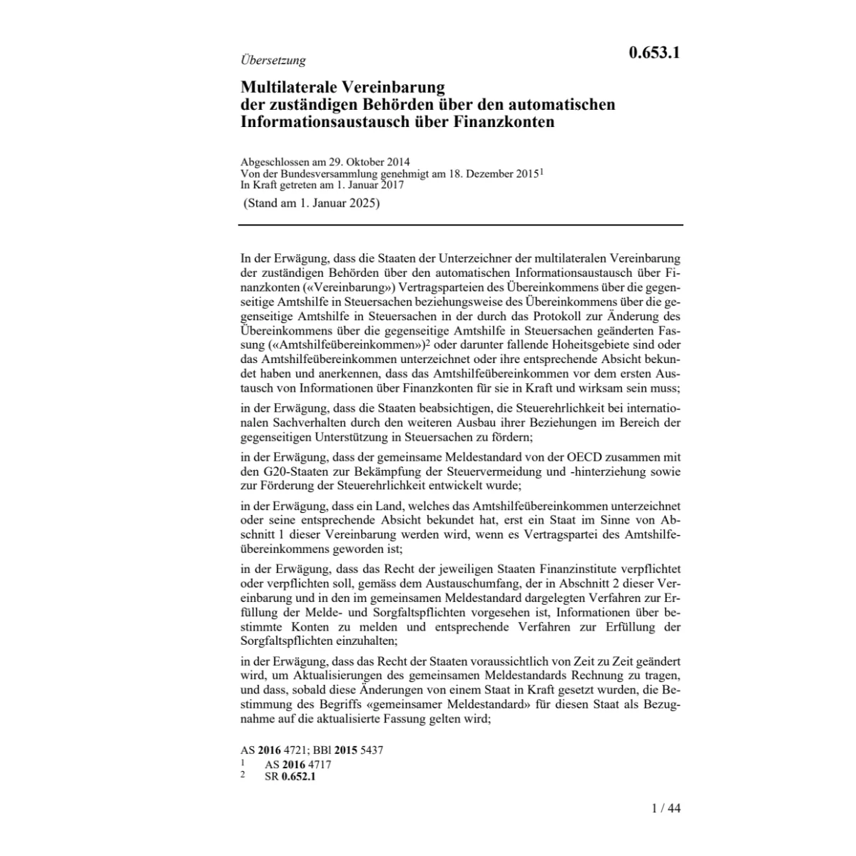 Mult.Vereinb. Info.-Austausch Finanzkon.