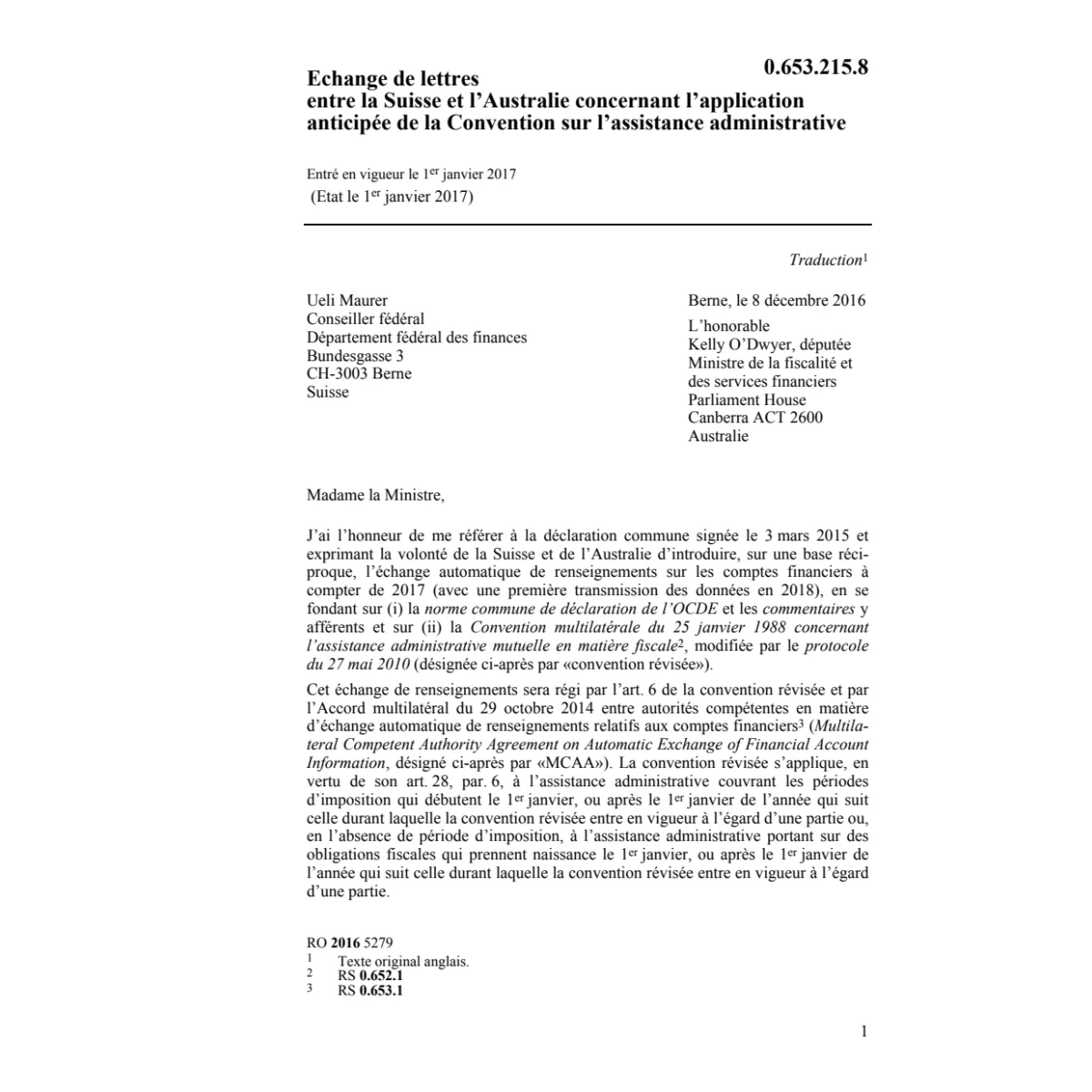 Ech. lettr. CH-AUS l'assist. administra.