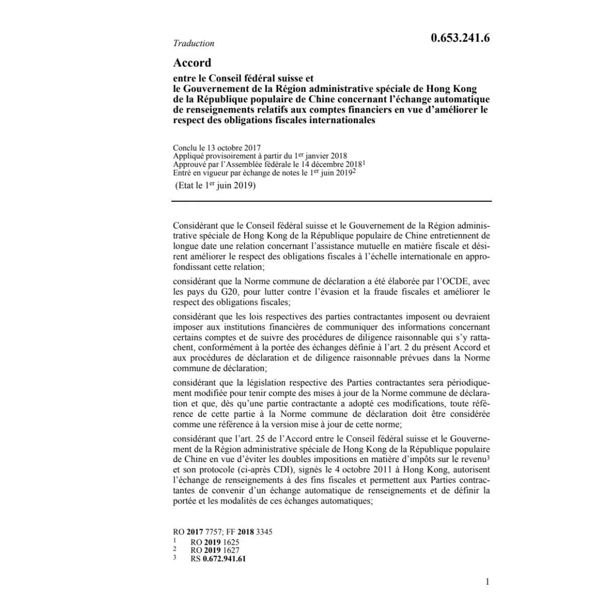ACC. CH-Hongkong (Chine) obligations