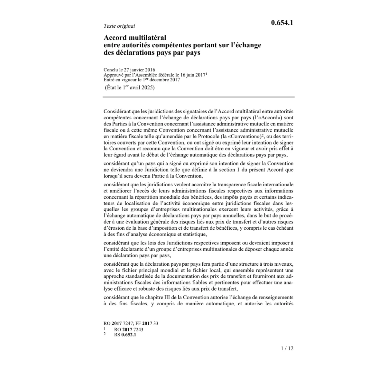Ac. échange déclarations pays par pays