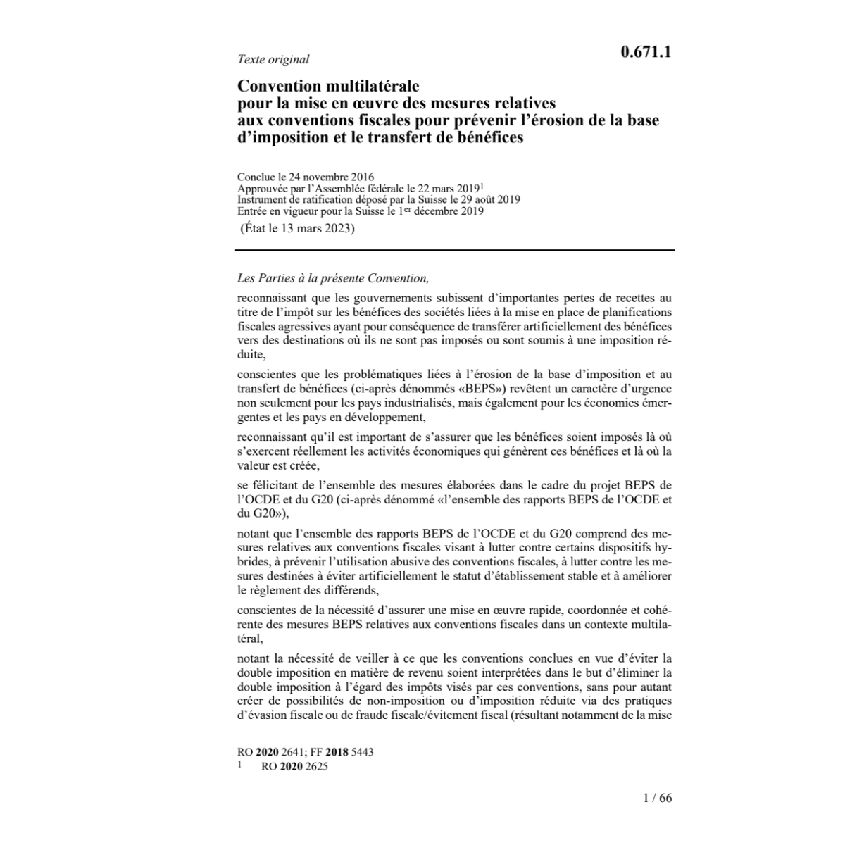 Conv. fiscales pour prévenir l'érosion