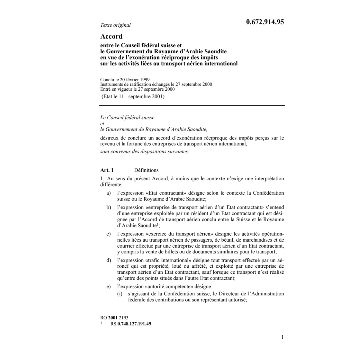 Ac. Royaume d'Arabie saoudite impôts