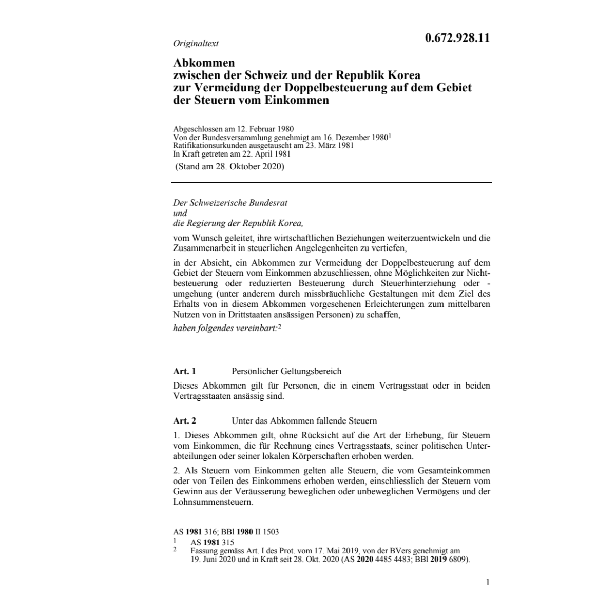 DBA Schweiz - Korea