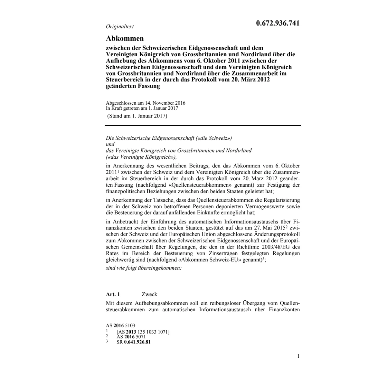 Abk. CH-GBR Zusammenarb. Steuerbereich