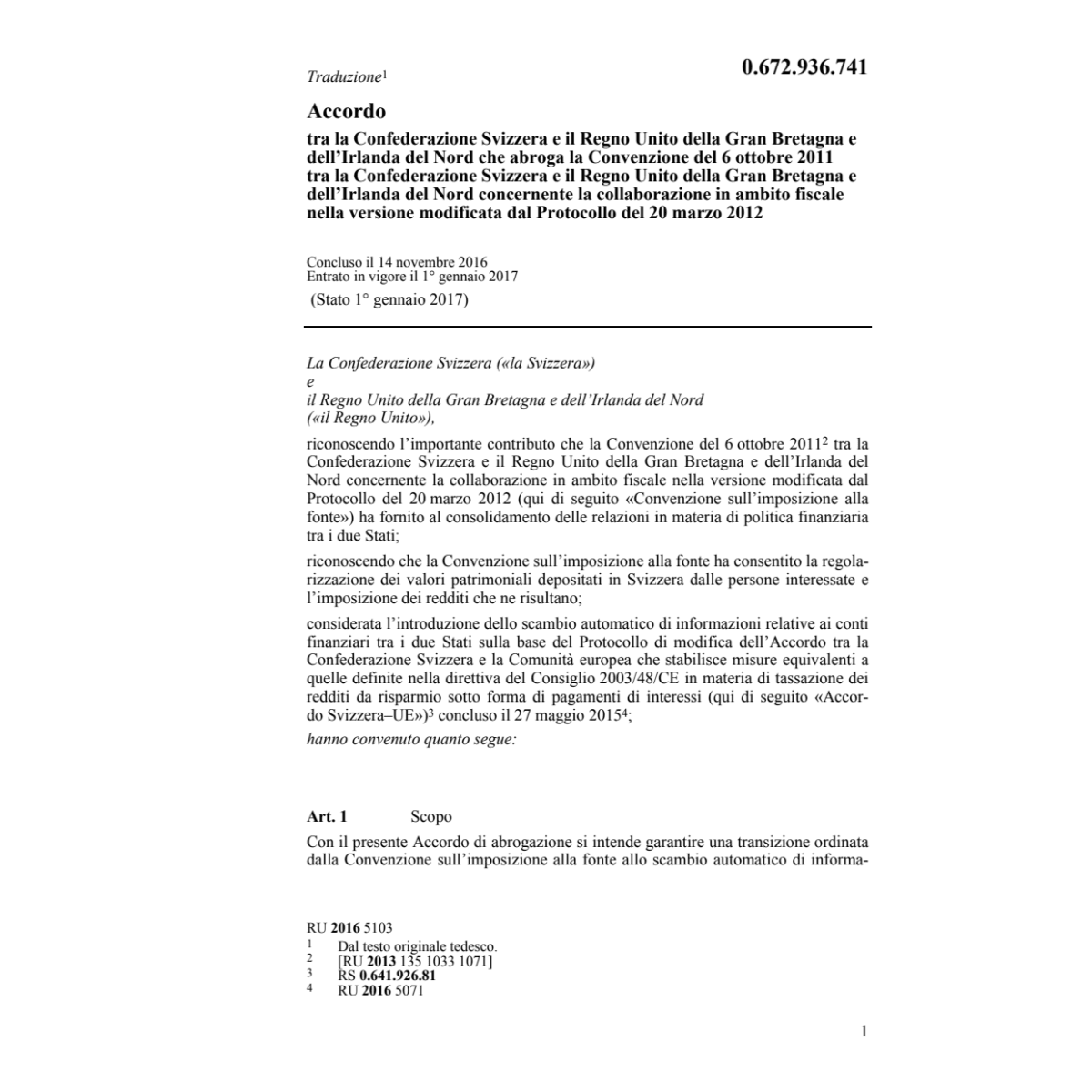 Acc. CH-GBR collaborazione fiscale
