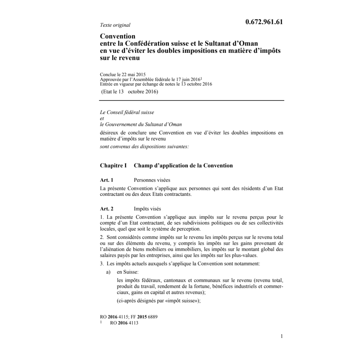 Conv. 22.5.15 CH/Oman doubles impositio.
