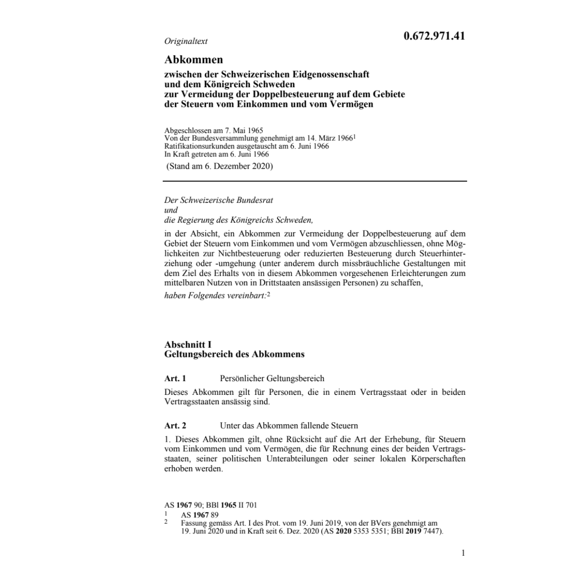 DBA Schweiz-Schweden Einkommen