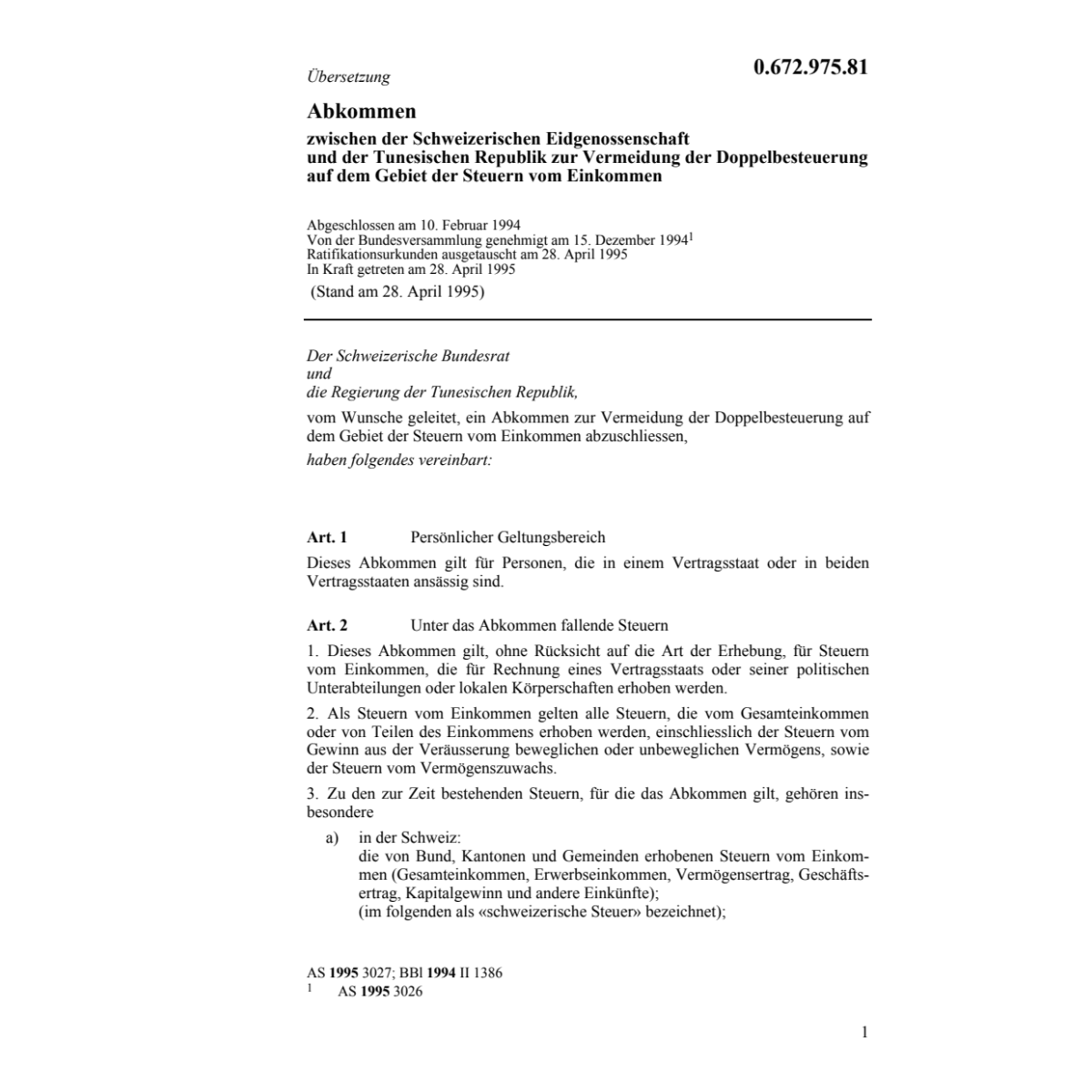 DBA Schweiz - Tunesien 10.2.1994