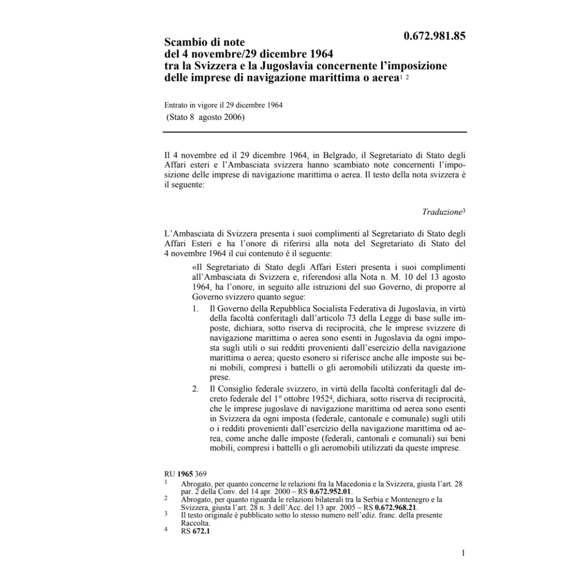 S Jugoslavia imposizione marittima