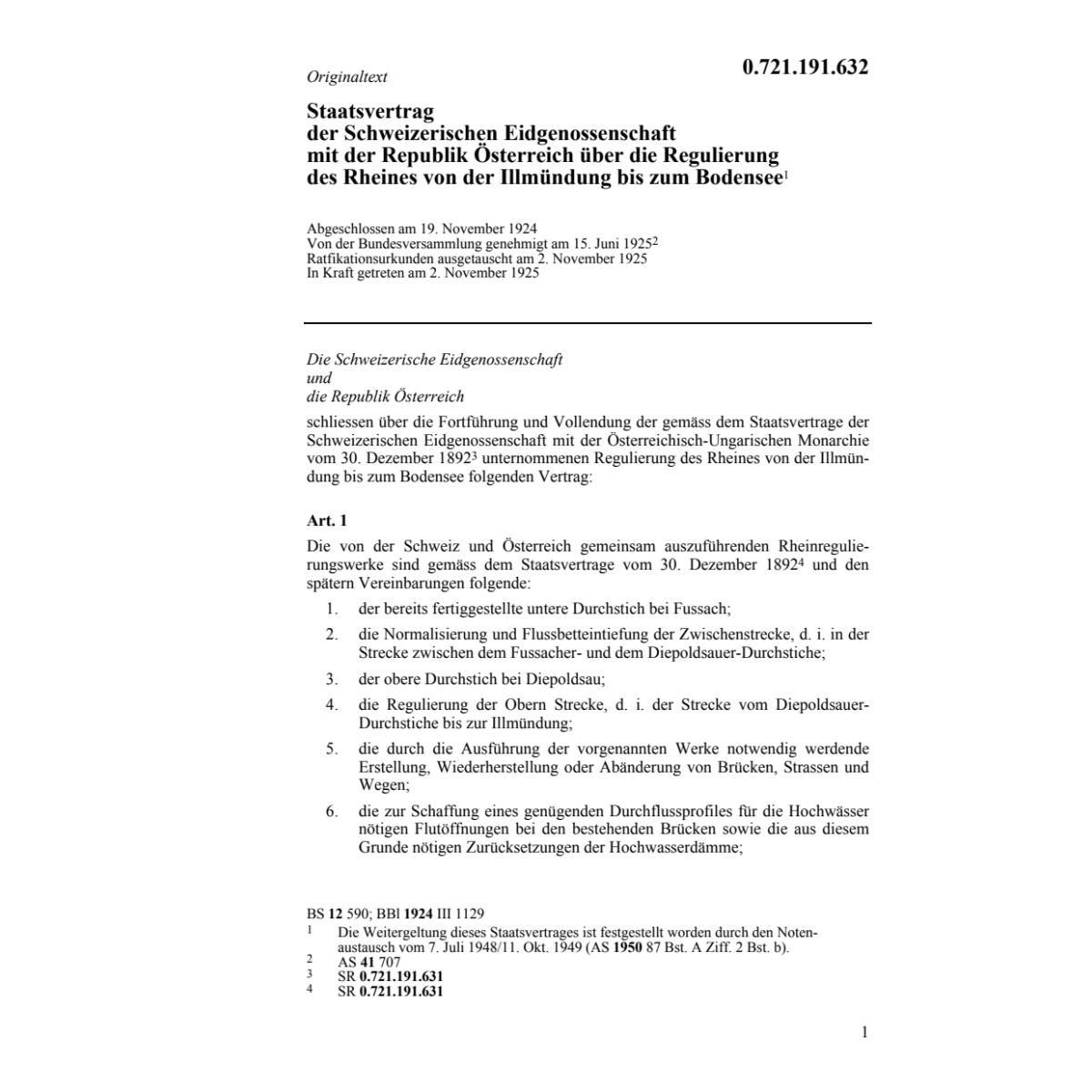 Vertrag Oesterreich Regulierung Rhein