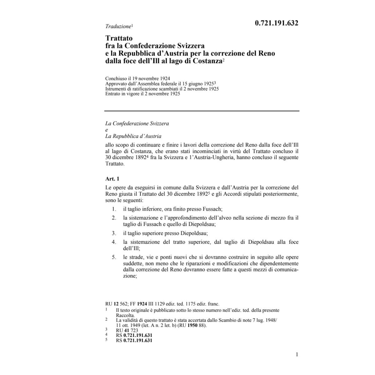 Trattato Austria correzione del Reno