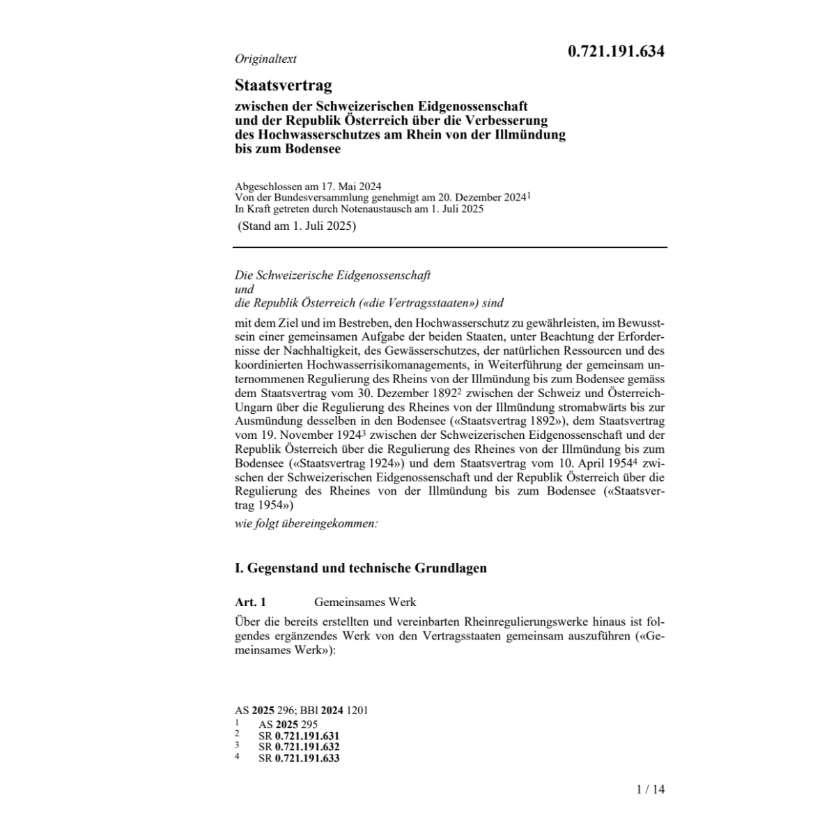 Staatsvertrag CH-AT Hochwasserschutz