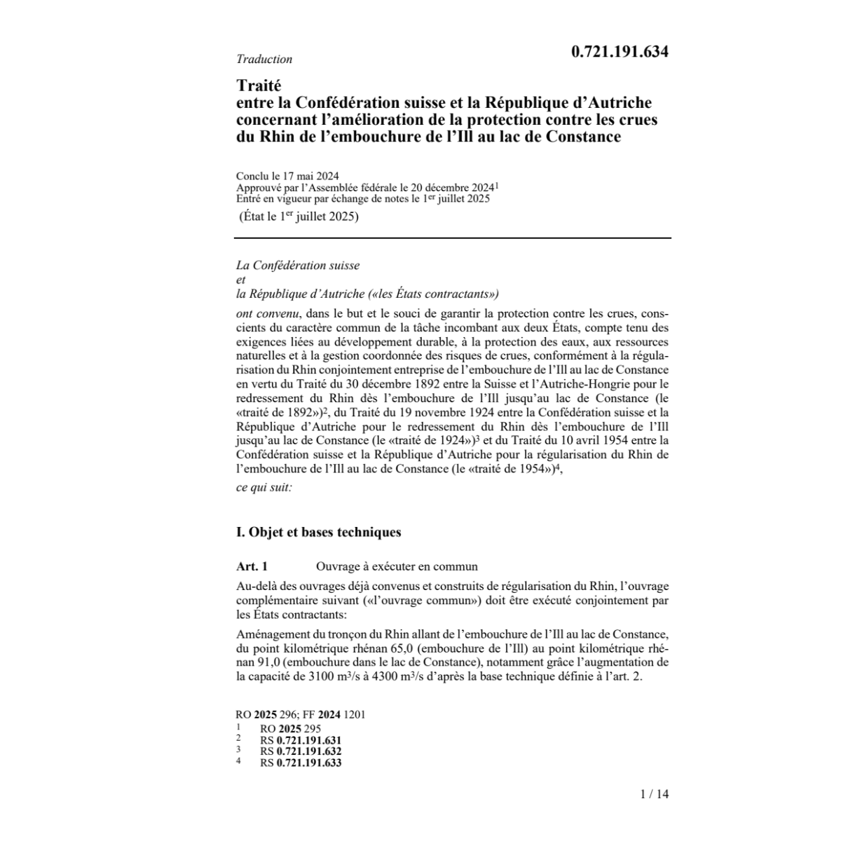 Traité CH-AT protection contre les crues