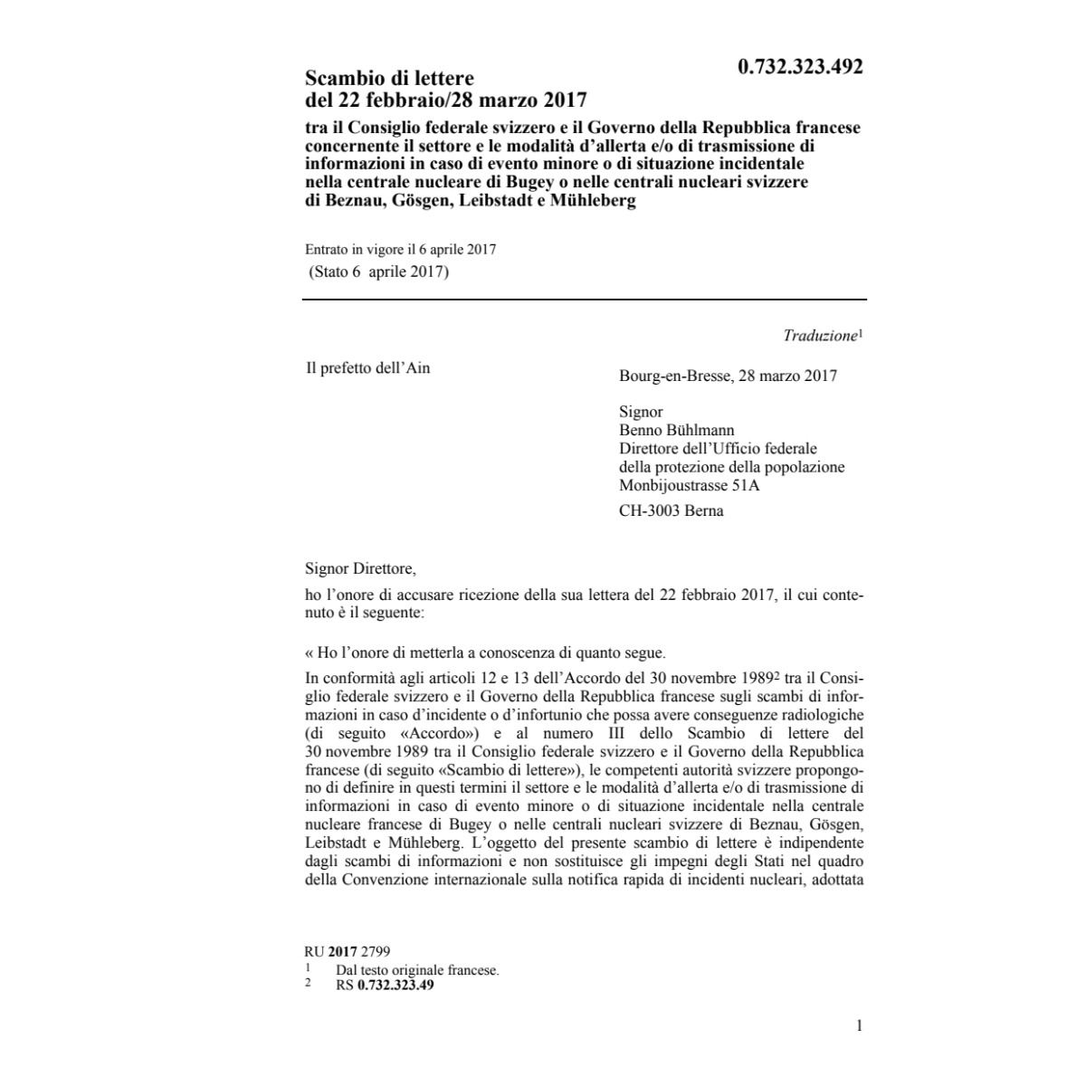 Scambio di lettere 22.2/28.3.17 CF/FR