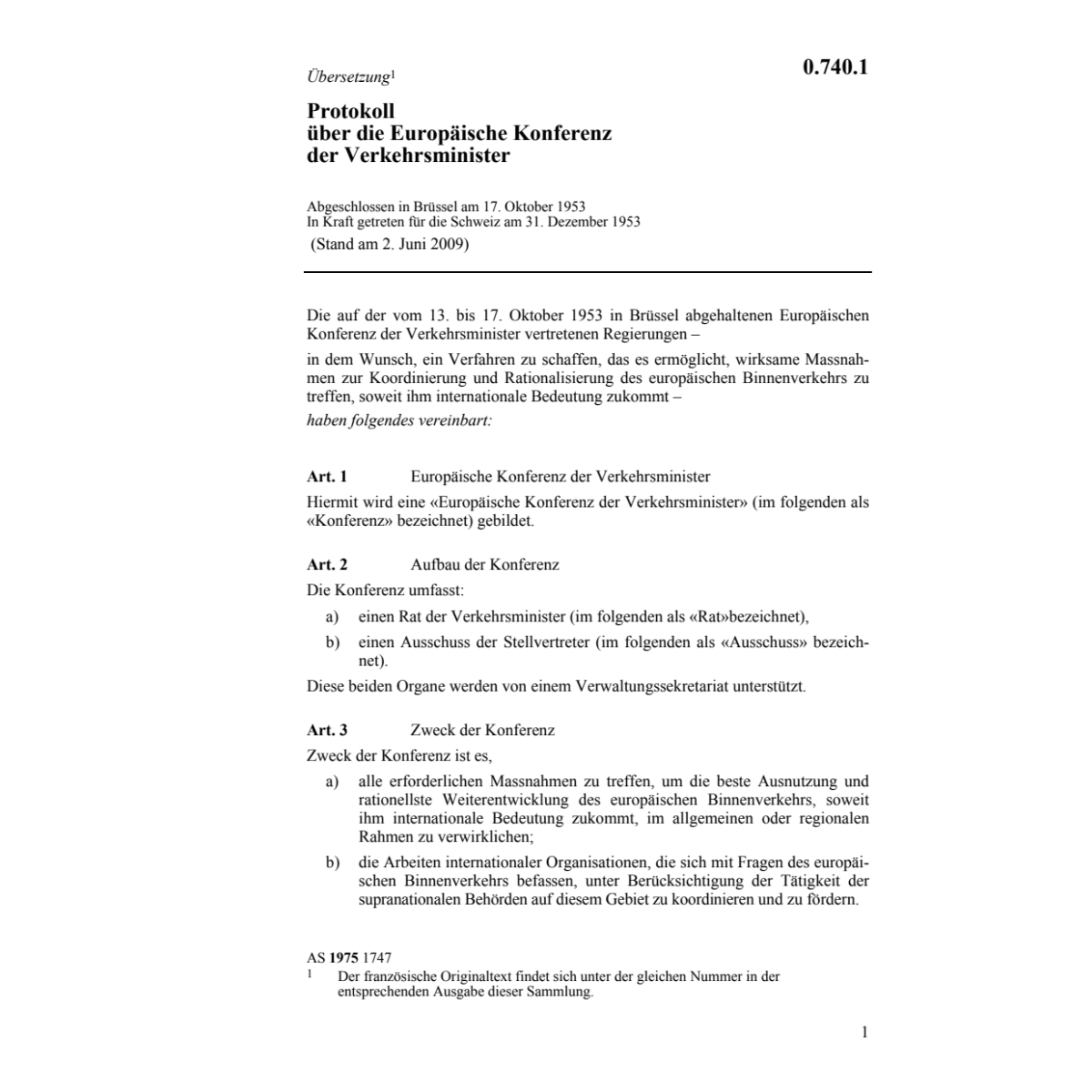 Prot. europ. Konferenz Verkehrsminister