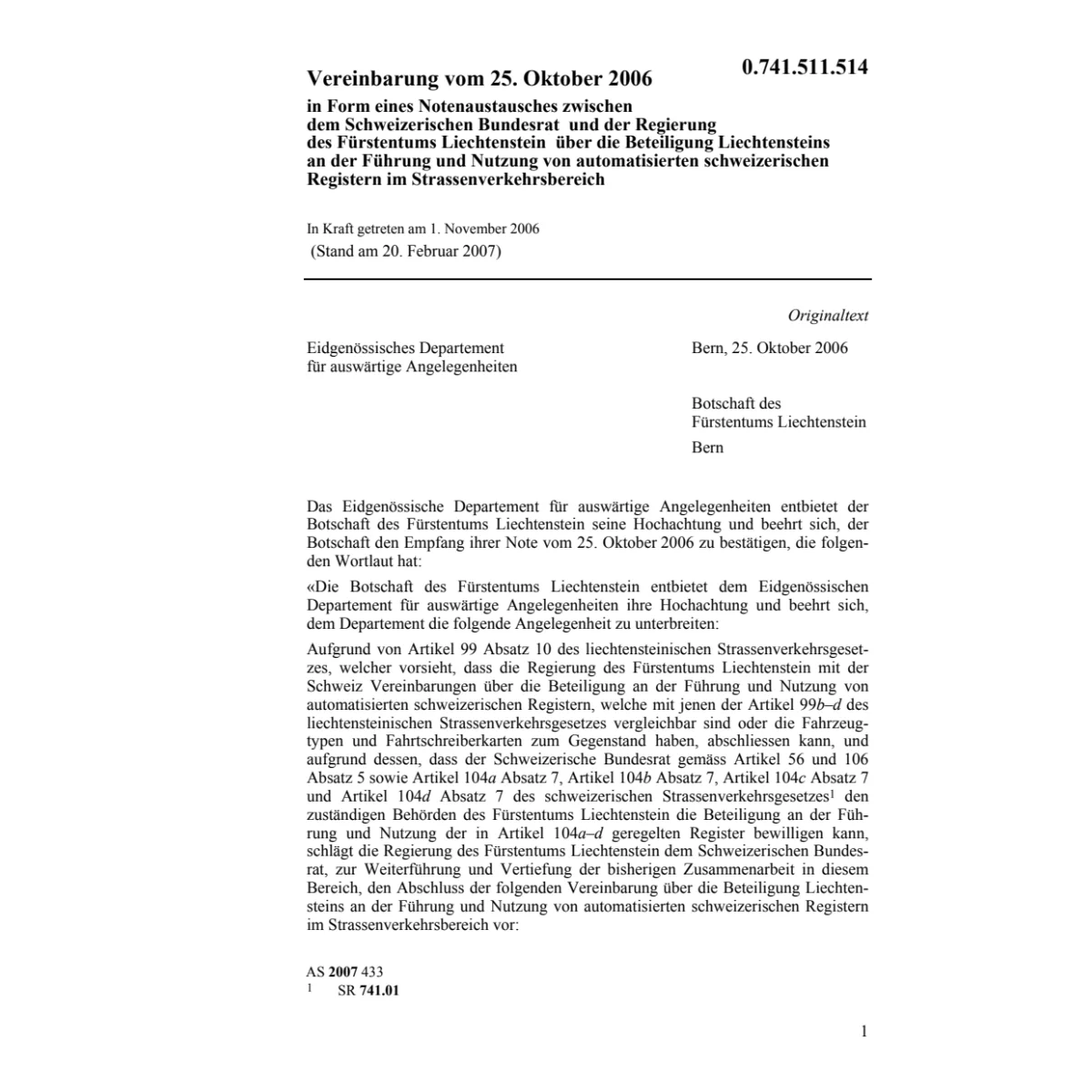 Vereinb. CH-FL Strassenverkehrsbereich