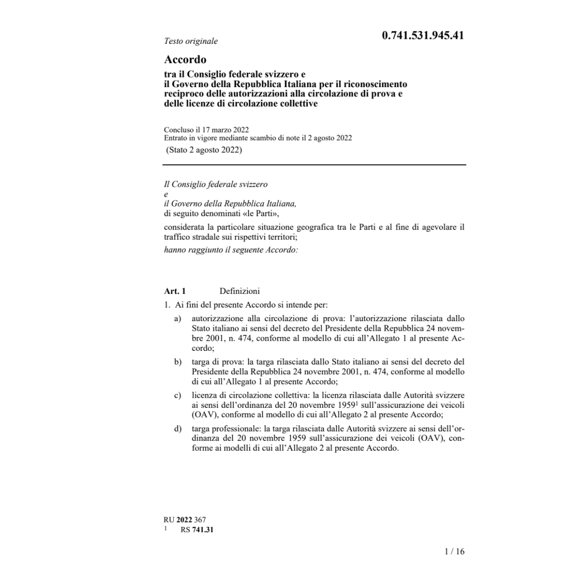 Acc. 17.3.22 CFS Governo Rep. Italiana