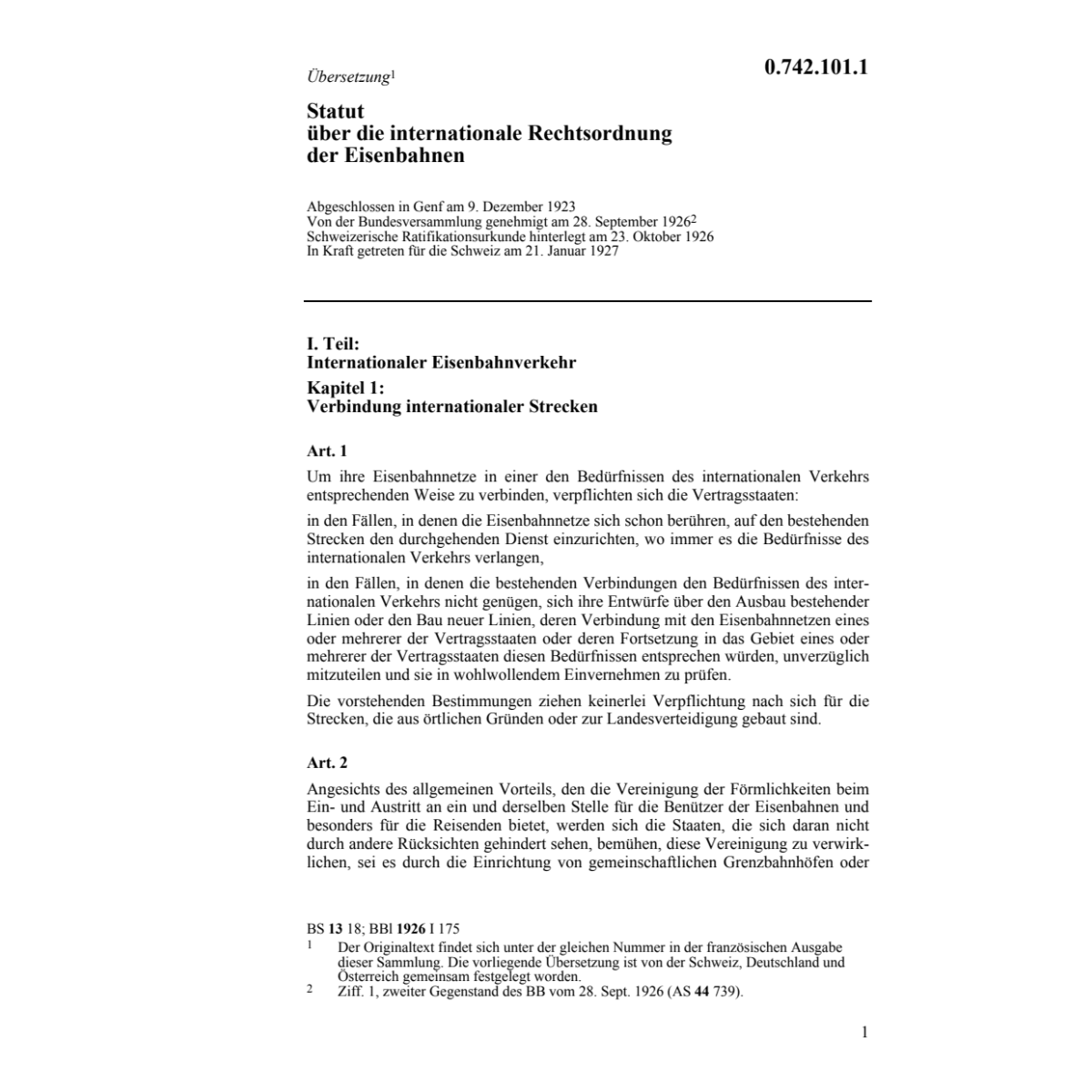 Statut Rechtsordnung Eisenbahnen
