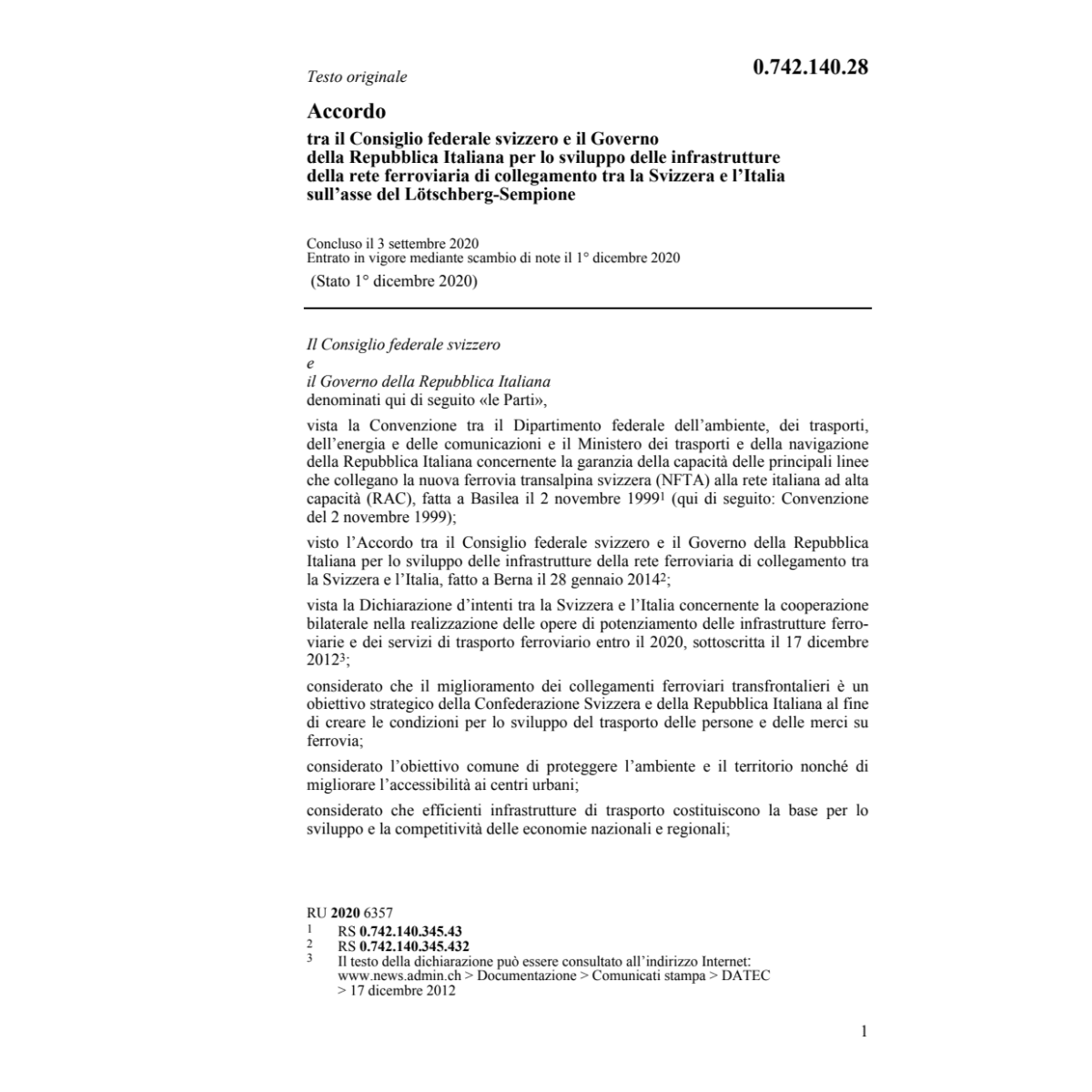 Acc. Italiana asse Lötschberg-Sempione