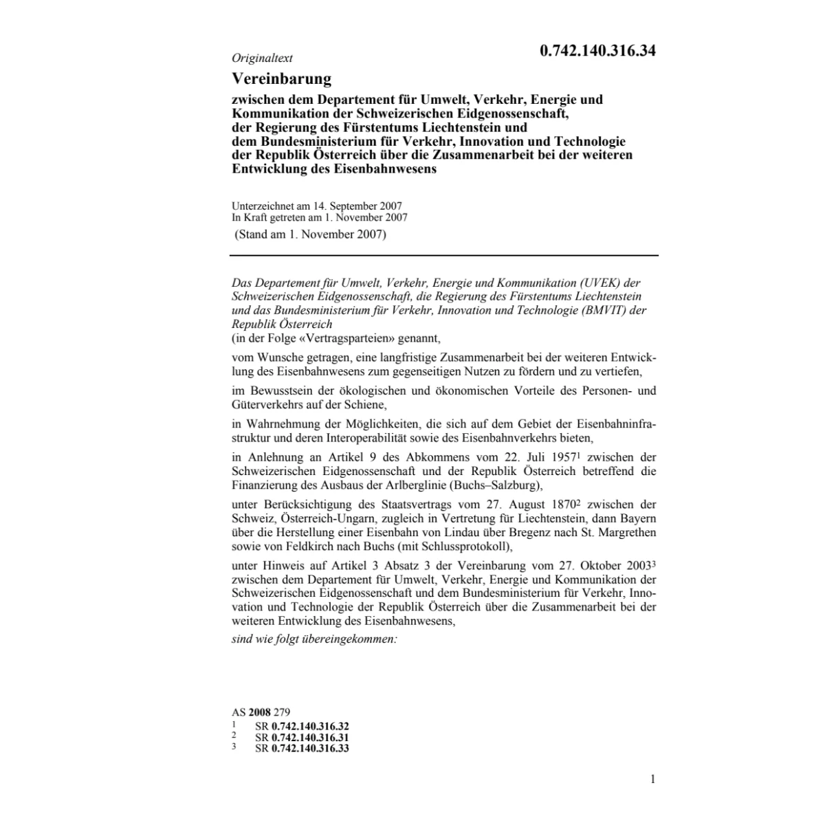 Vereinbarung UVEK-CH-FL Eisenbahnwesens