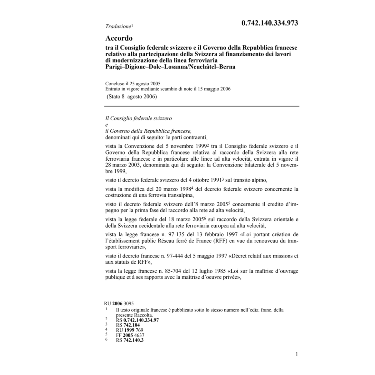 Acc.CH-F linea ferroviaria Parigi