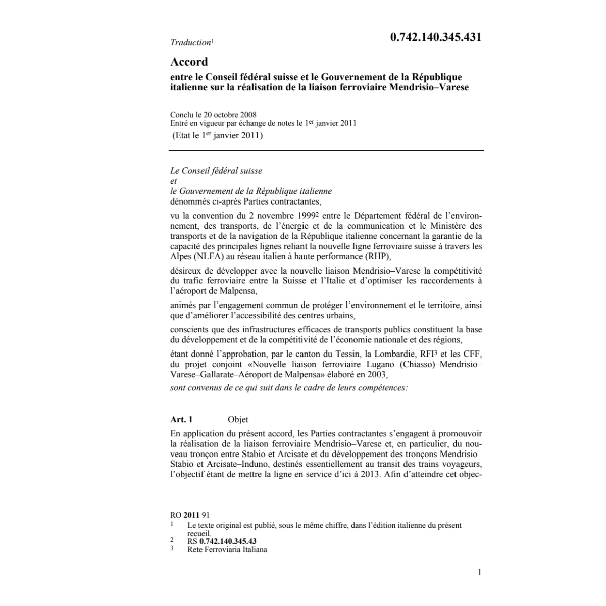 Acc. CH-I liaison ferroviaire Mendrisio