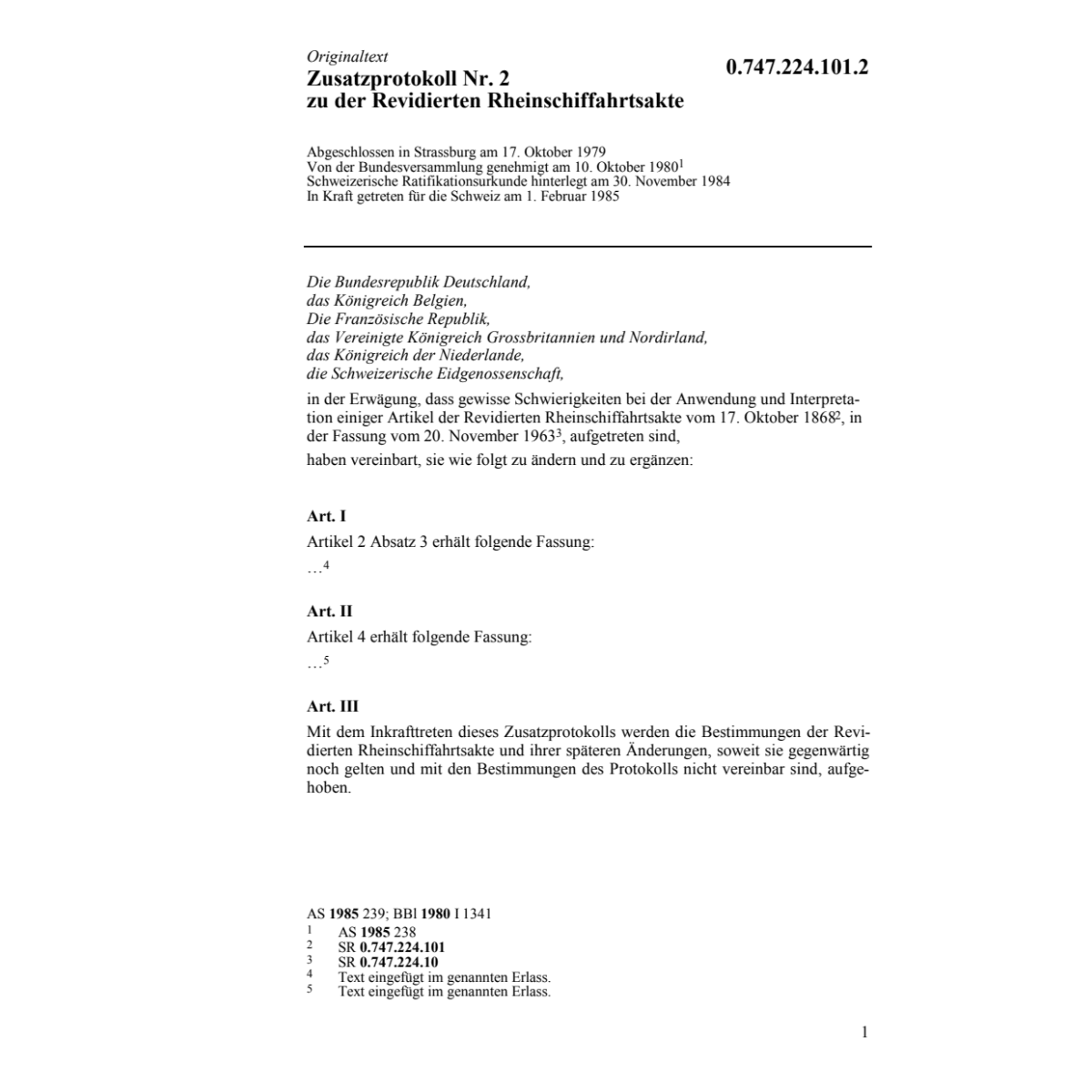 Zusatzprotokoll Nr. 2 zu der Revidierten