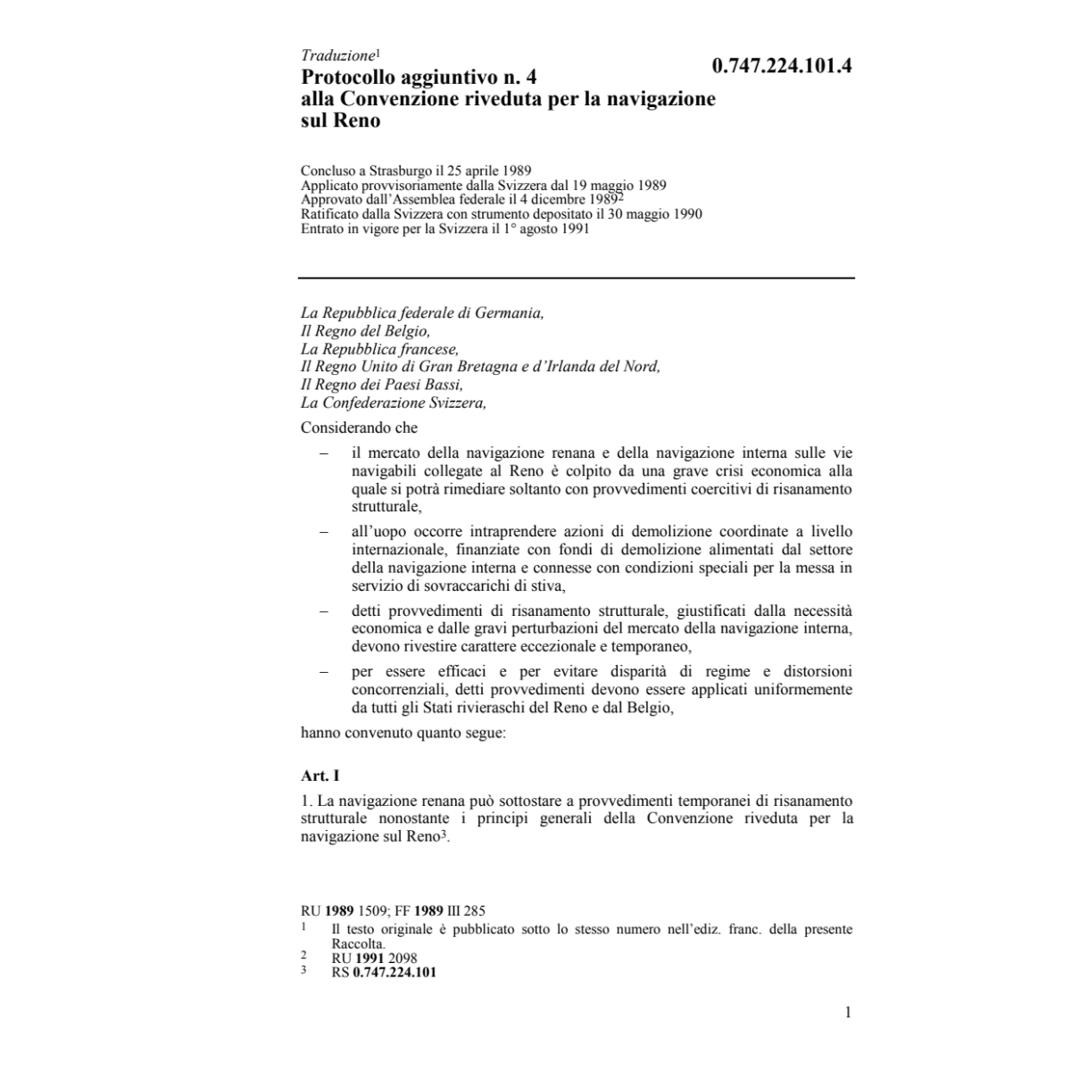 Protocollo aggiuntivo n. 4 alla Convenzi