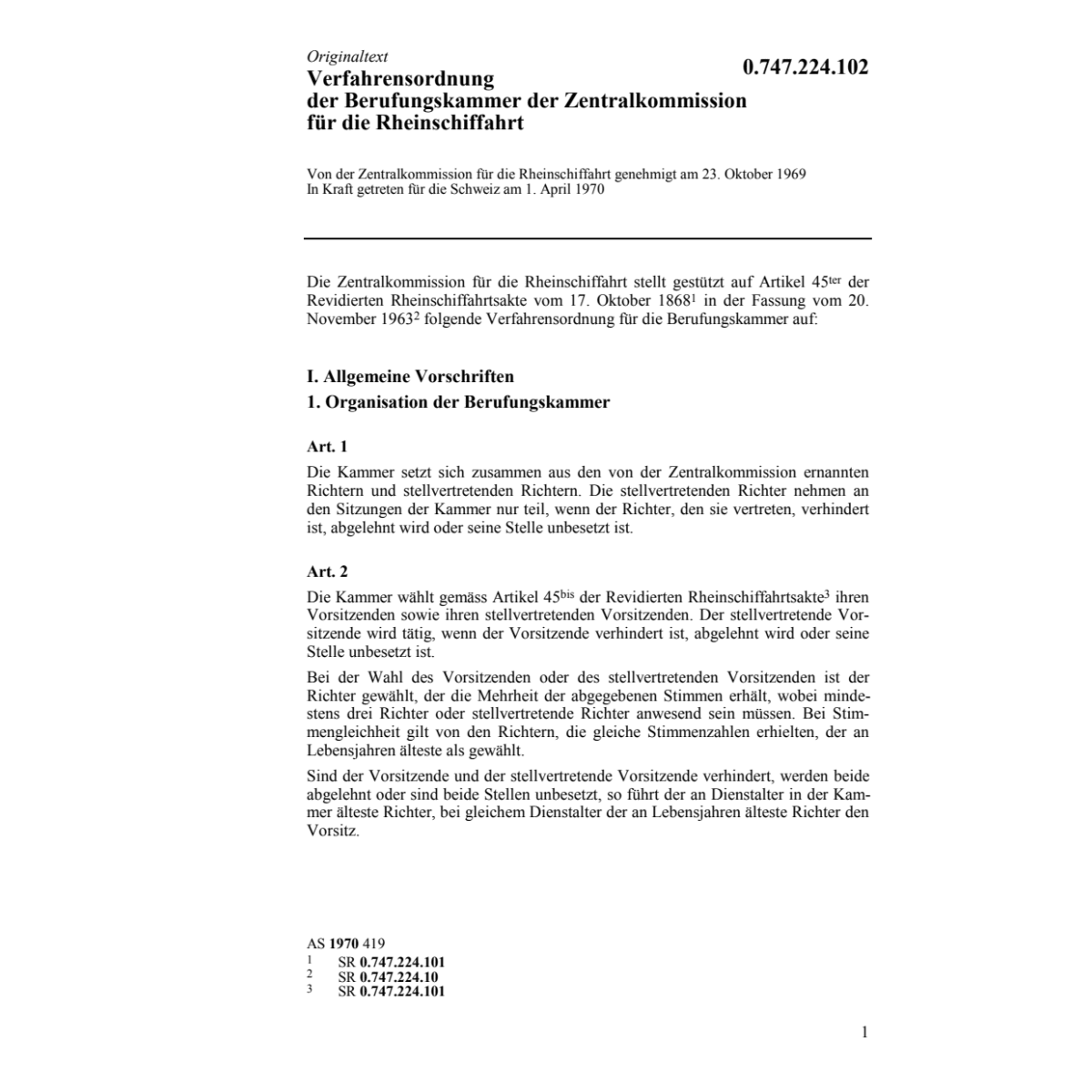 Verfahrensordnung der Berufungskammer de
