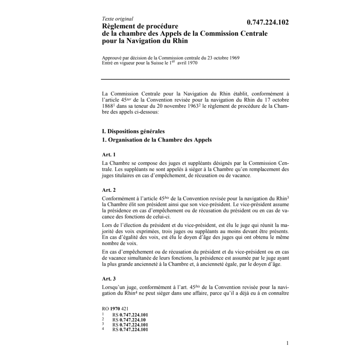 Règlement de procédure de la chambre des