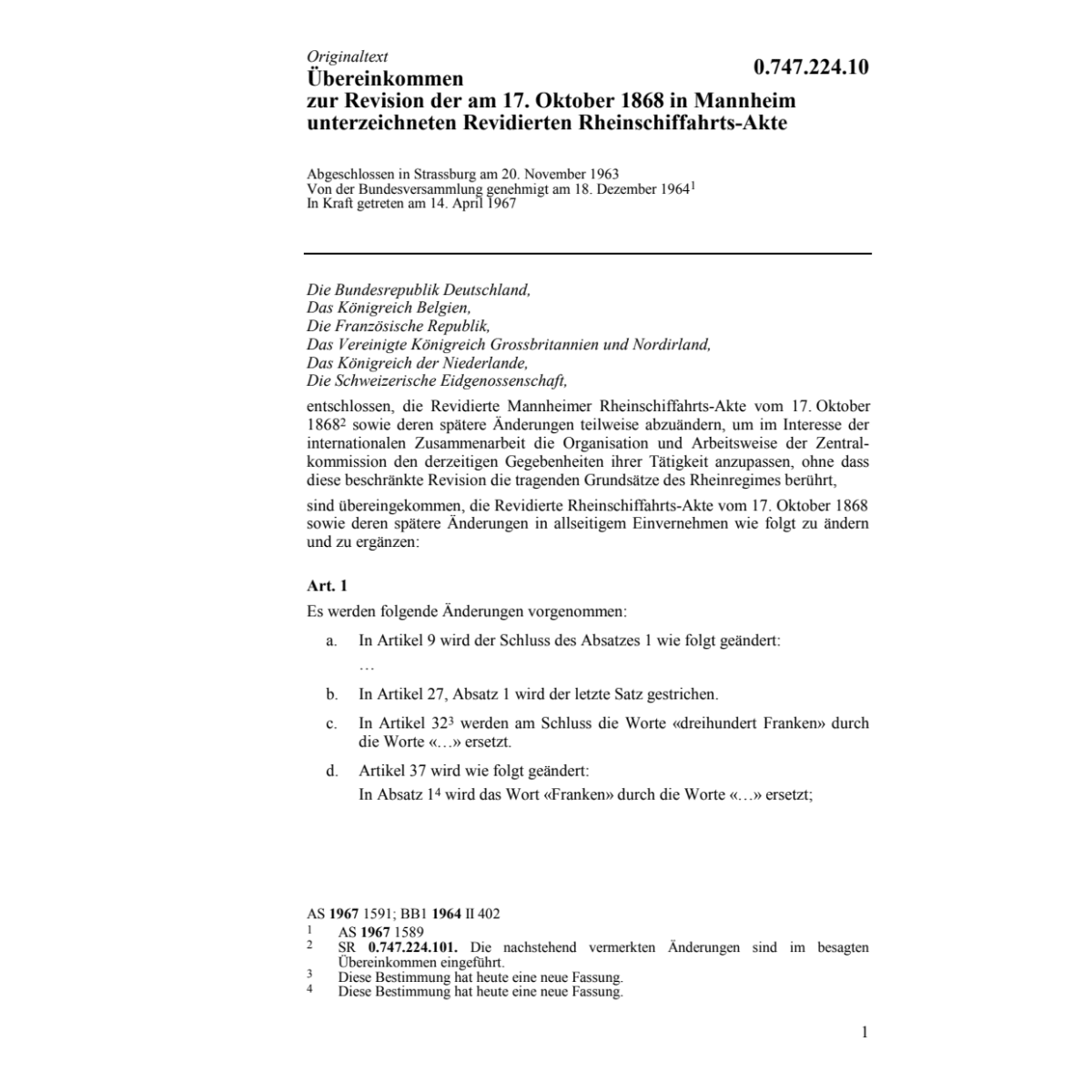 Übereinkommen zur Revision der am 17. Ok