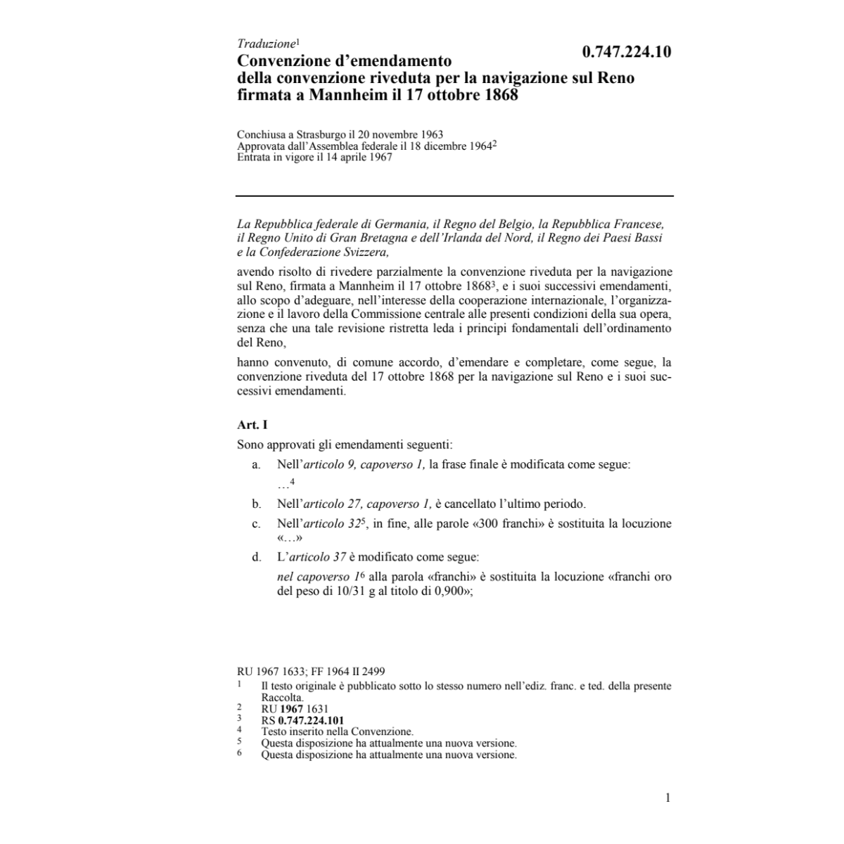 Convenzione d'emendamento della convenzi