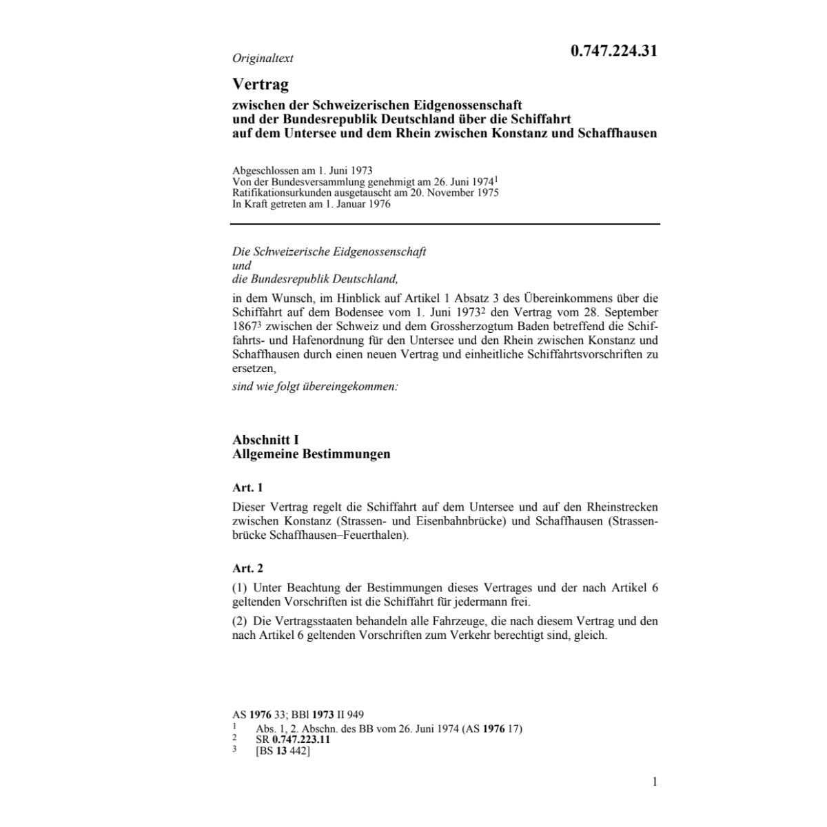 Vertrag zwischen der Schweizerischen