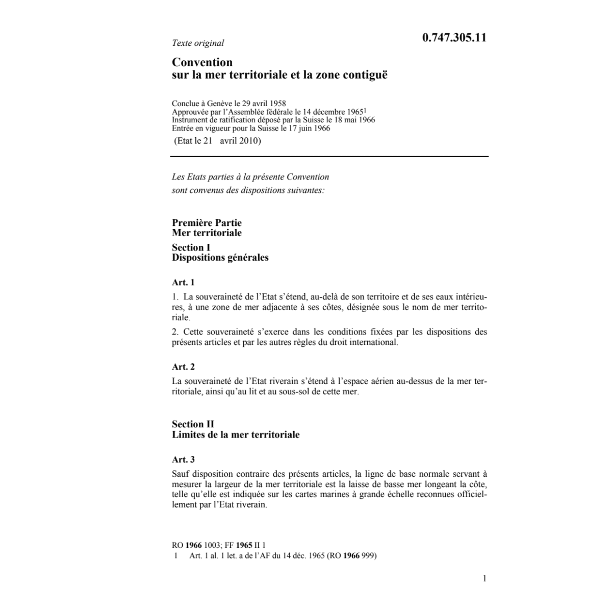 Convention mer territoriale contiguë