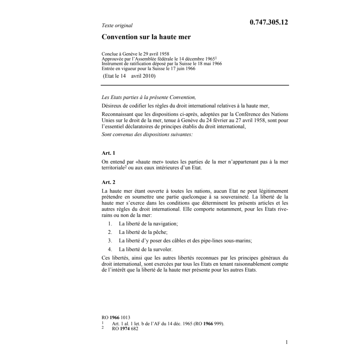 Convention sur la haute mer