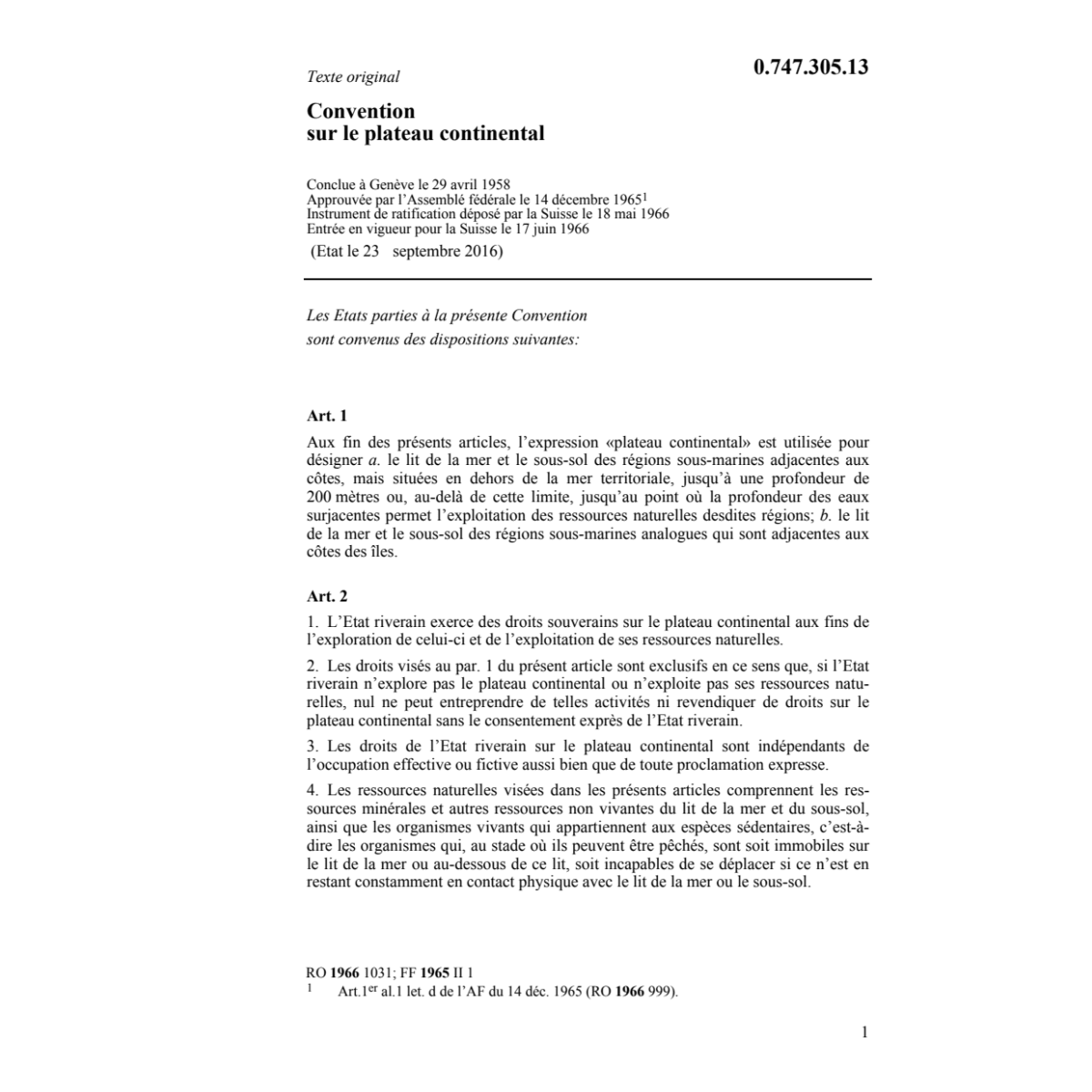 Convention sur le plateau continental