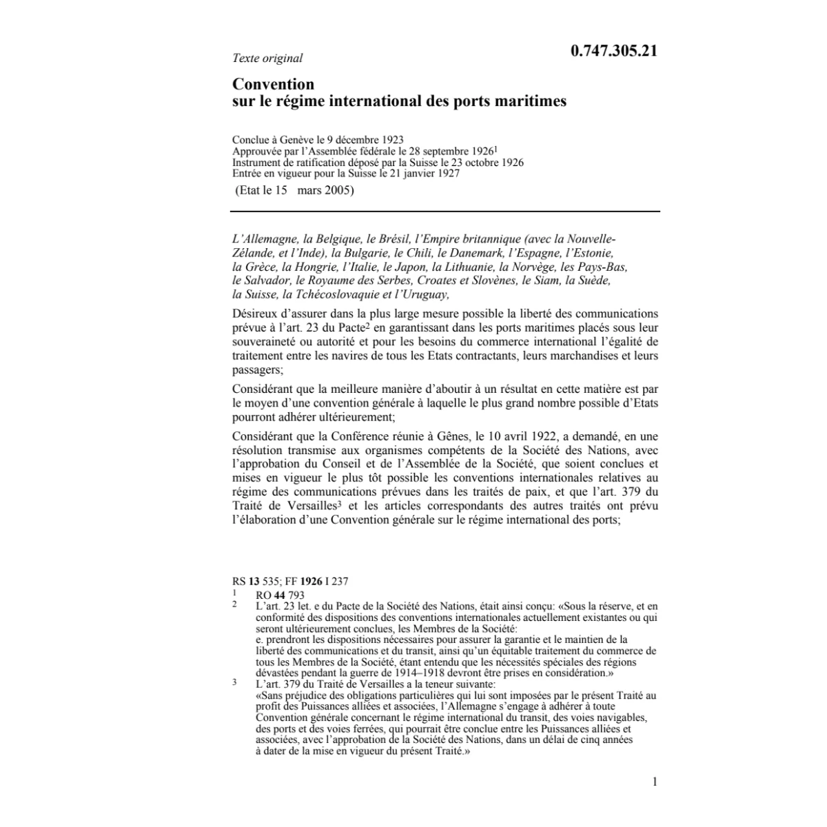 Convention sur le régime international
