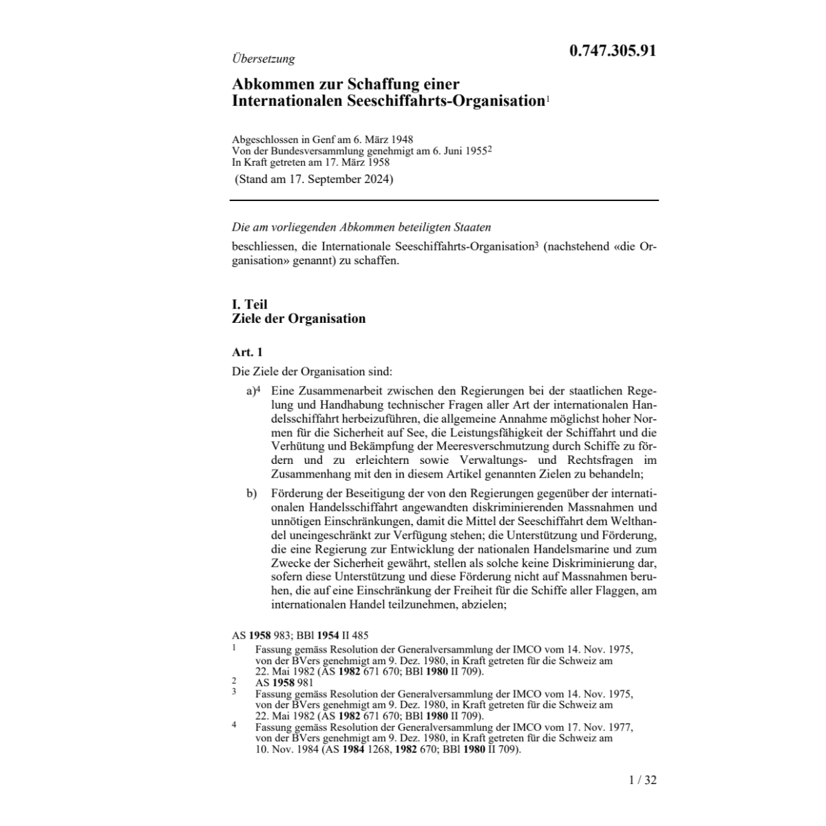 Abkommen zur Schaffung einer Internation