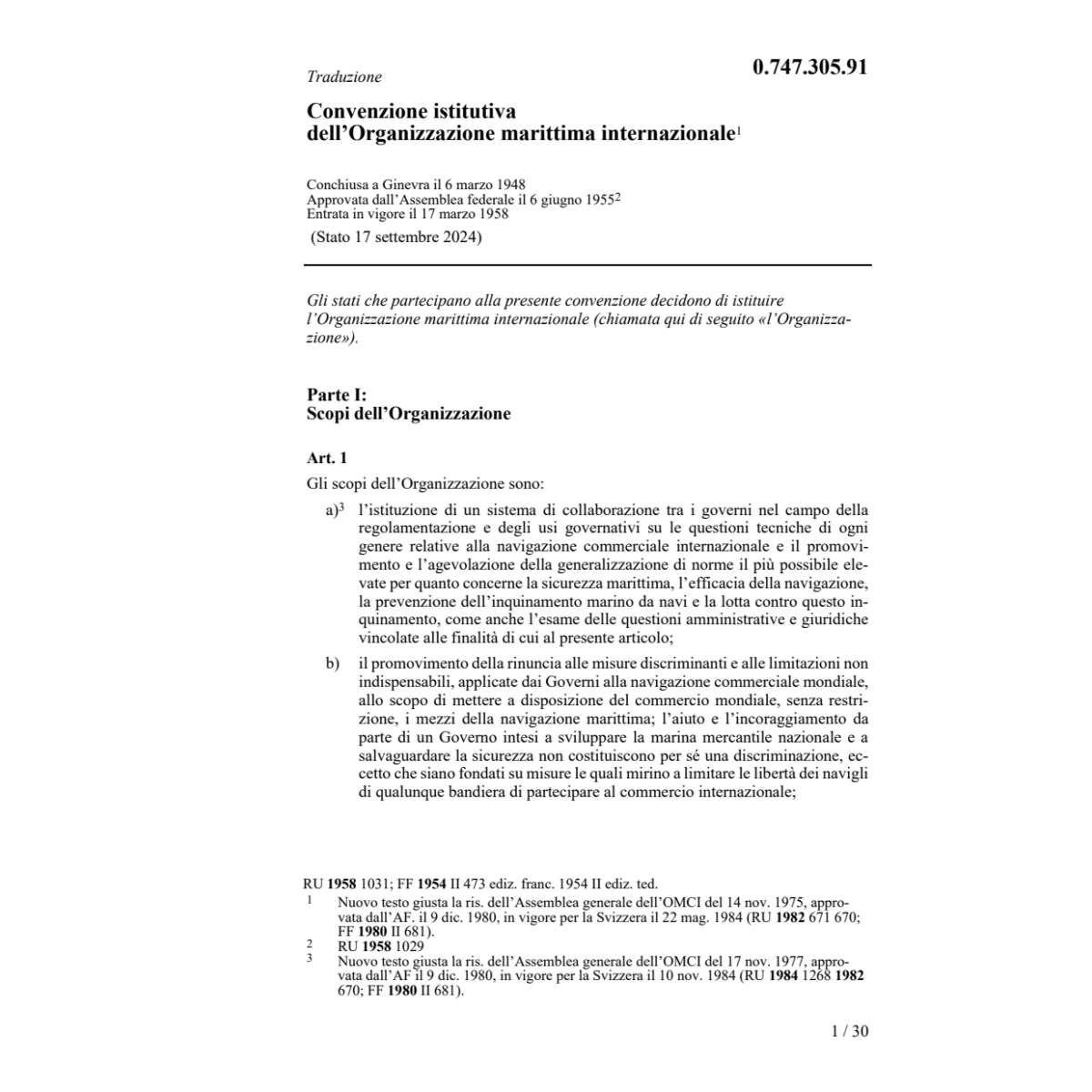 Convenzione istitutiva dell'Organizzazio