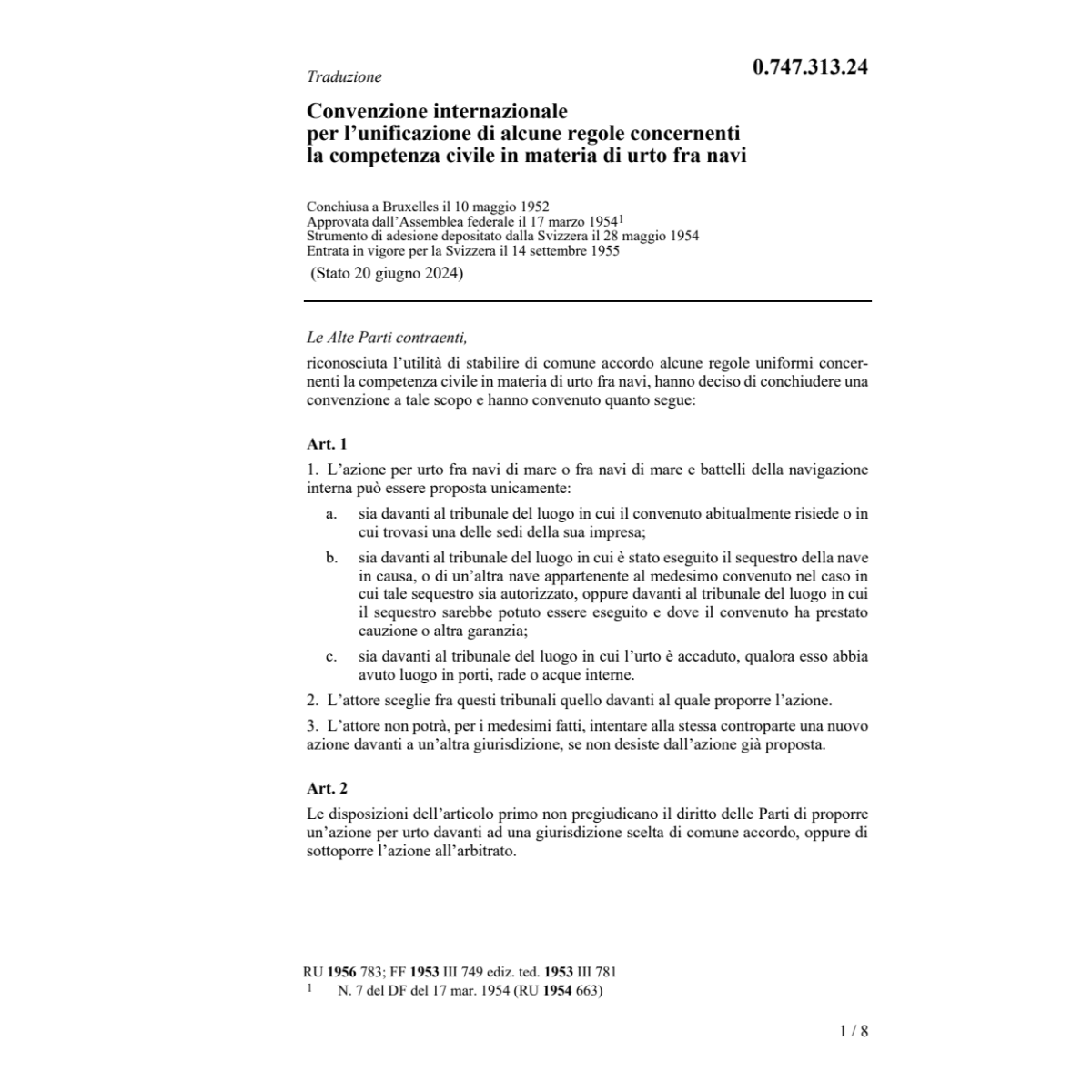 Convenzione internazionale per l'unifica