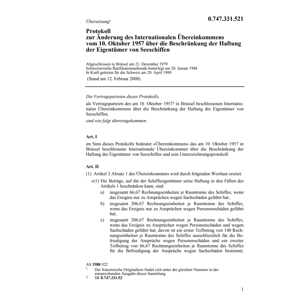 Protokoll zur Änderung des International