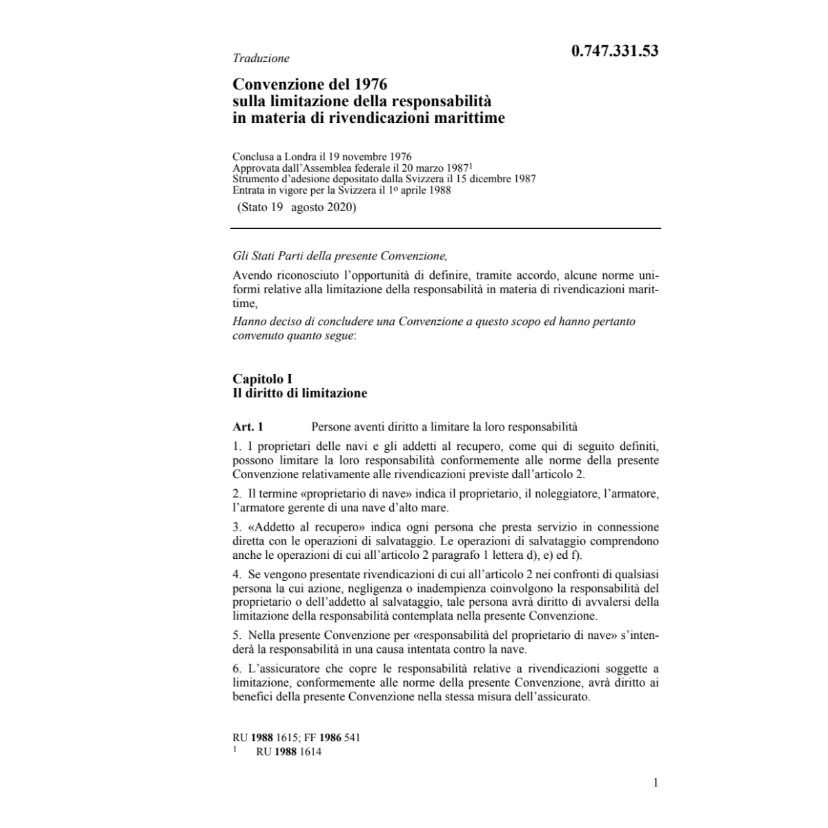 Convenzione del 1976 sulla limitazione d