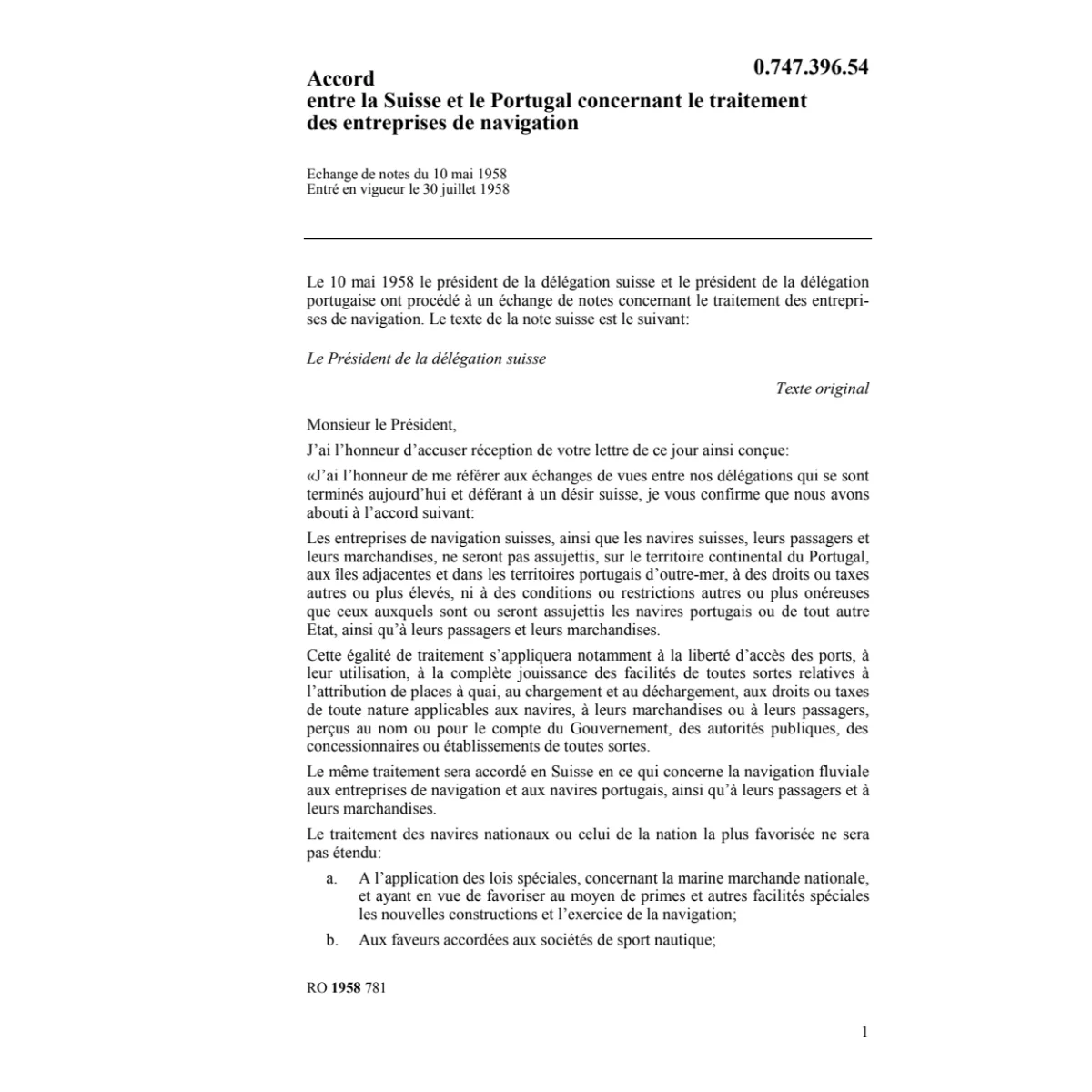 Accord entre la Suisse et le Portugal co